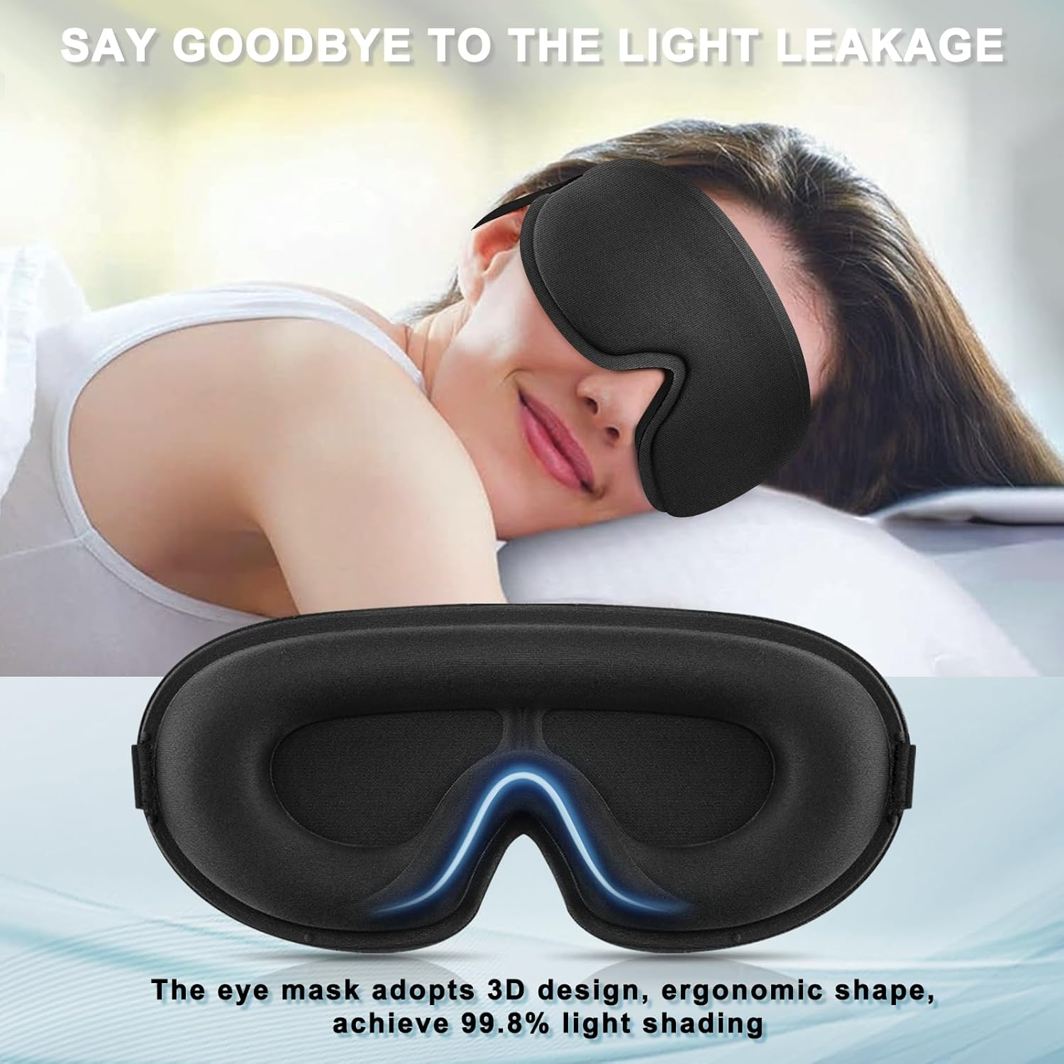 Meliya Sleep Mask for Side Sleeper, Complete Light Blocking 3D Sleeping Eye Mask, Soft Breathable Eye Cover for Women Men, Travel, Nap, Relaxing Zero Pressure Night Blindfold image number 5
