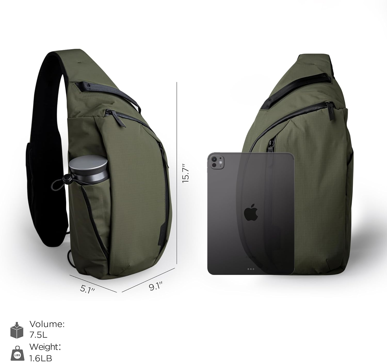 ALPAKA Metro Crossbody Left Shoulder 7.5L - Crossbody Bag Men,Sling Backpack - Fits 11" Tablet - Single Shoulder with YKK - Black image number 2