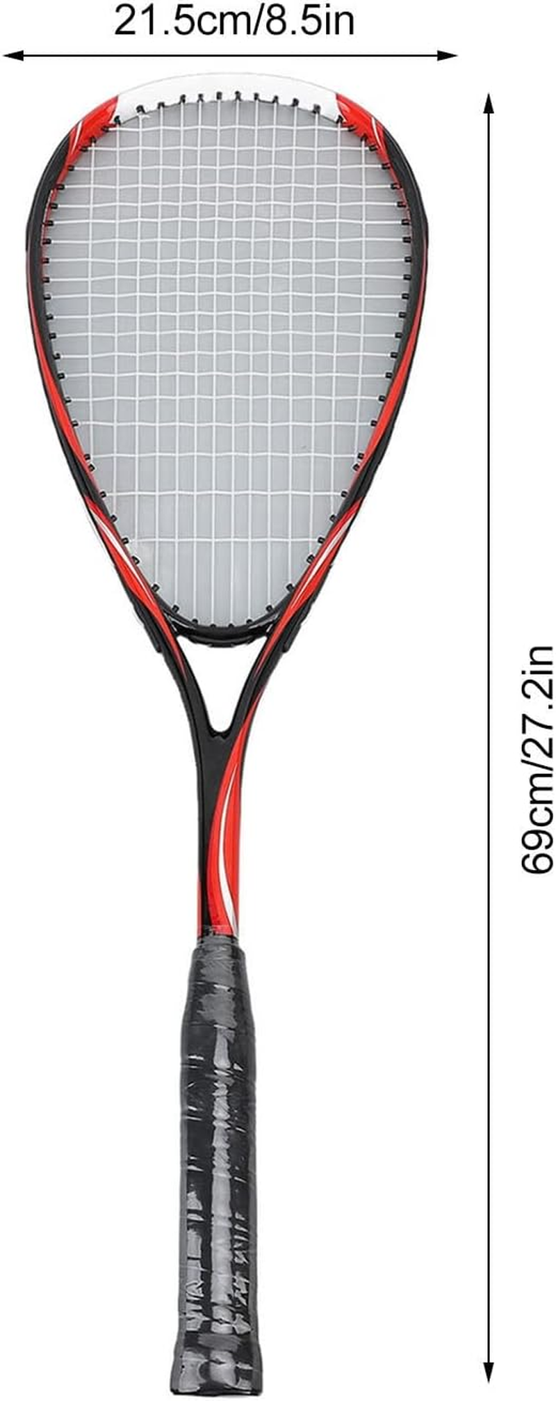 Beginner Squash Racket, Squash Racket Transparent String Wrapped Handle for Home (Red)