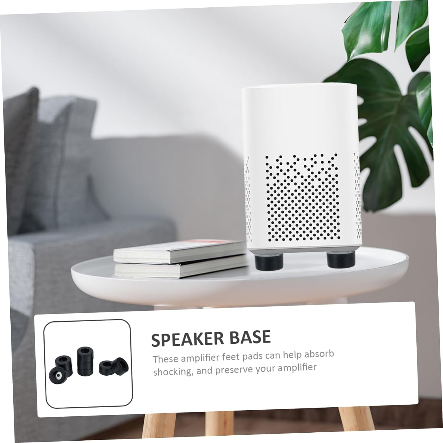 KALLORY 8Pcs Black Rubber Speaker Spike Pads Isolation Feet Vibration Absorber for Amplifiers and Subwoofers Home Audio Accessories image number 5