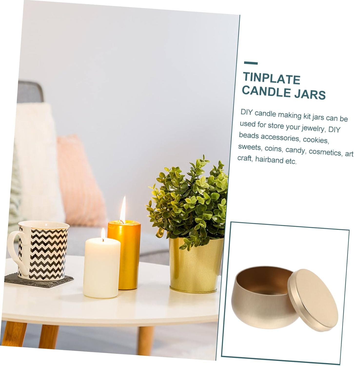 OKUMEYR 9Pcs Candy Tea Candle Jar round Storage Container Sealed Lid for Jars Sugar Tea Caddy and Craft Can Use for Home Kitchen and Jewelry Storage Box image number 1