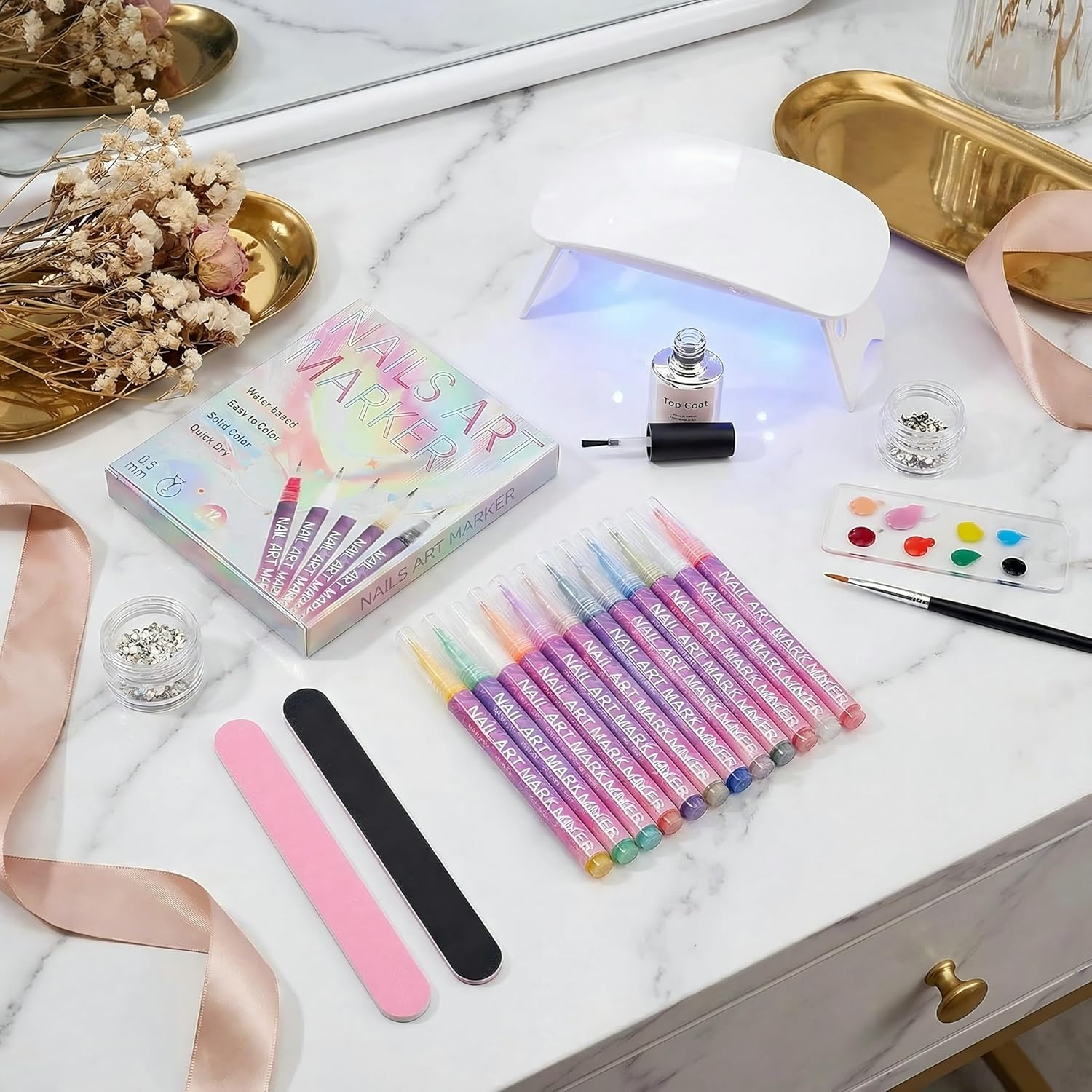 12 Colors Nail Art Pens Set, 3D Quick-Dry 0.5MM Nail Polish Pens, 2025 DIY Nail Art Marker Graffiti Dotting Pen for Nails Art Design Manicure Nail DIY Decoration image number 3