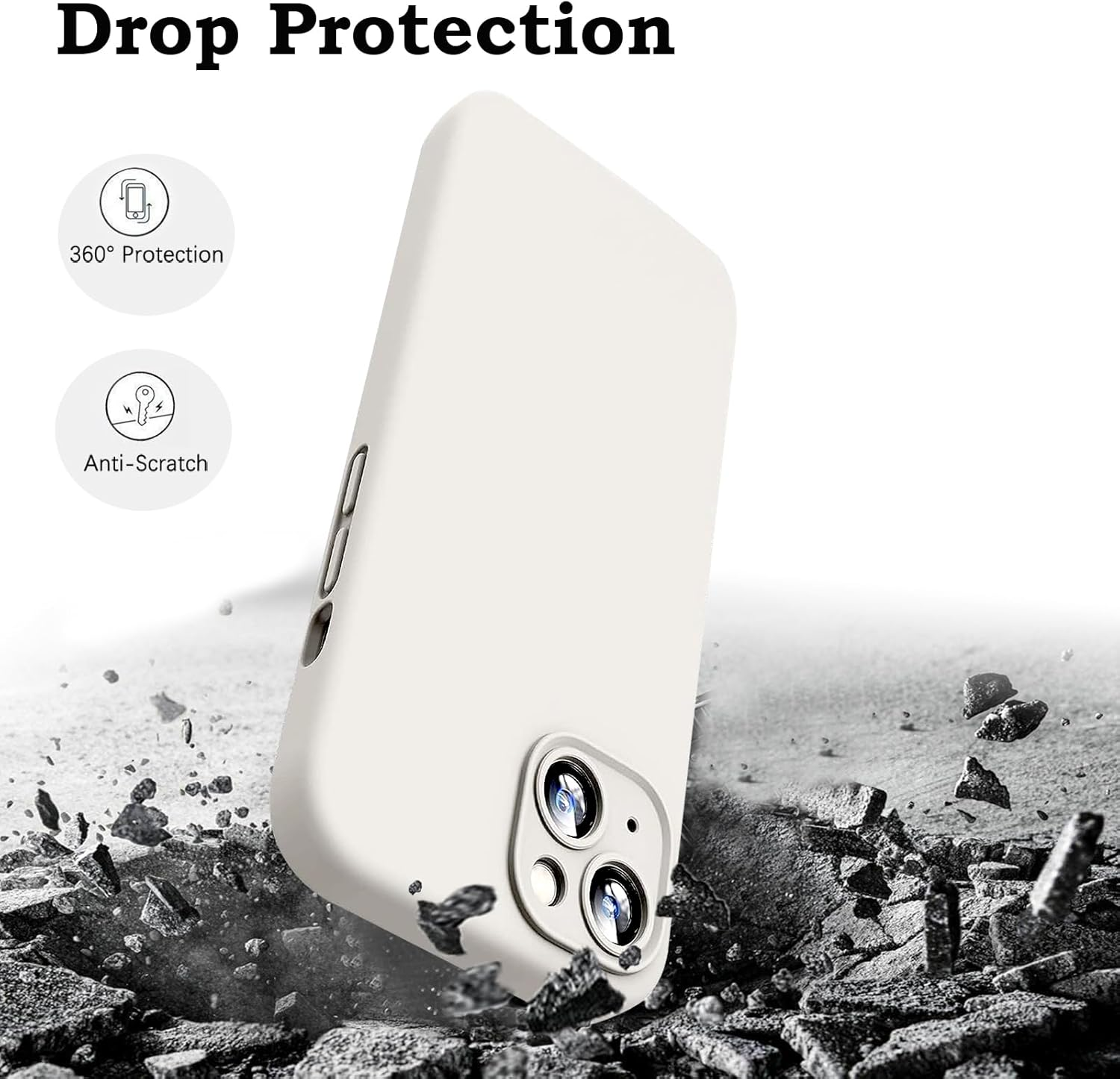 ROUMAYMAY for Iphone 15 Case, Liquid Silicone Shockproof Upgraded [Camera Cover], with Soft Fine Smooth Microfibre Lining Anti-Scratch, Full Body Phone Case for Iphone 15 Cover White Beige image number 4