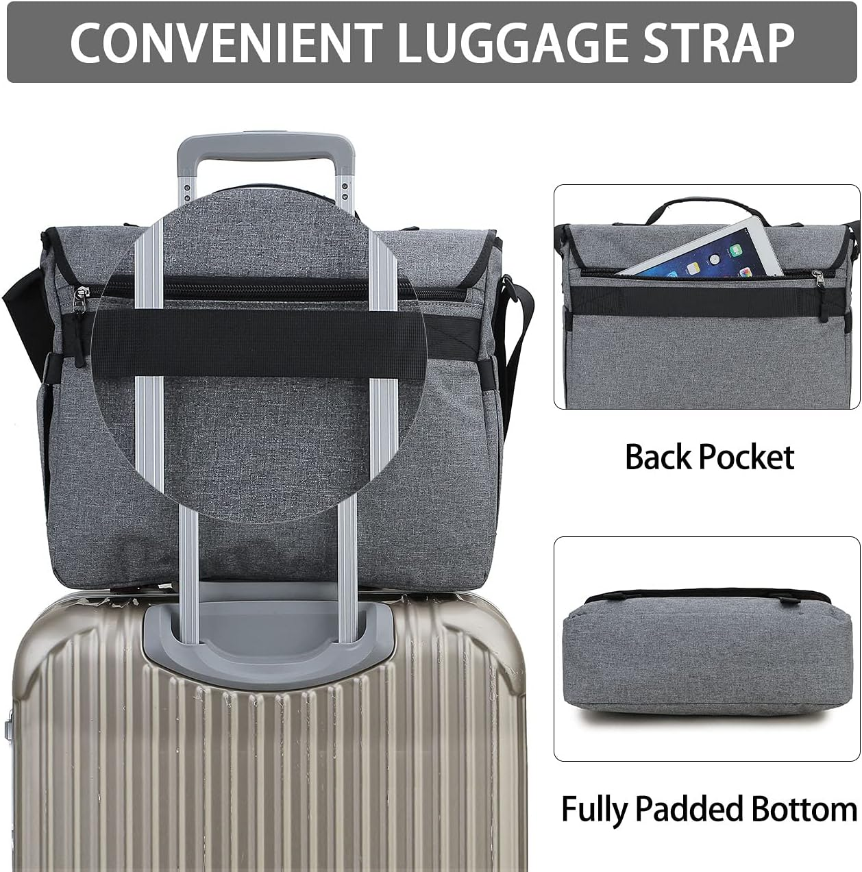 Messenger Bag for Men,Ravuo Water Resistant Lightweight Satchel 15.6 17 Inch Laptop Bags Shoulder Bookbag image number 2