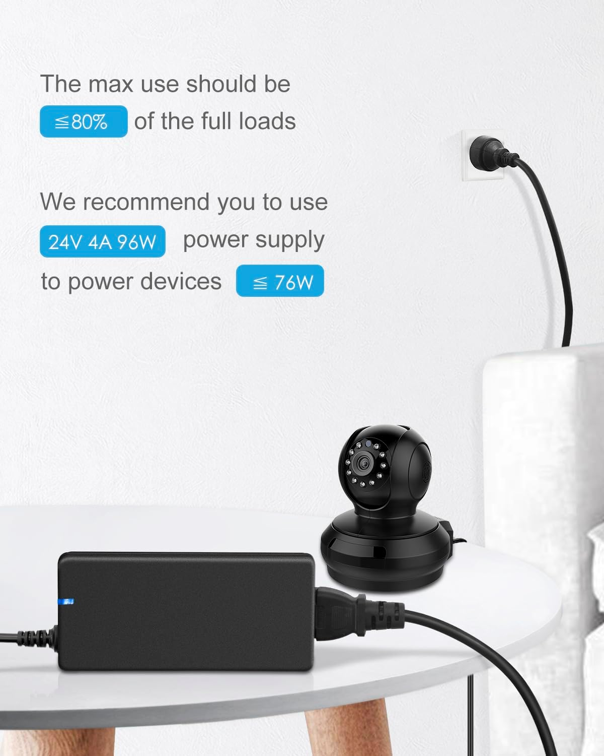 ALITOVE 24V Power Supply 4A 96W AC/DC Adapter 220-240V AC to DC 24 Volt Converter 4Amp 3.75A 3.5A 3.3A 3.2A Transformer 5.5X2.5Mm for LED Strip CCTV Camera LCD Monitor Massage Chair（Au Plug） image number 2