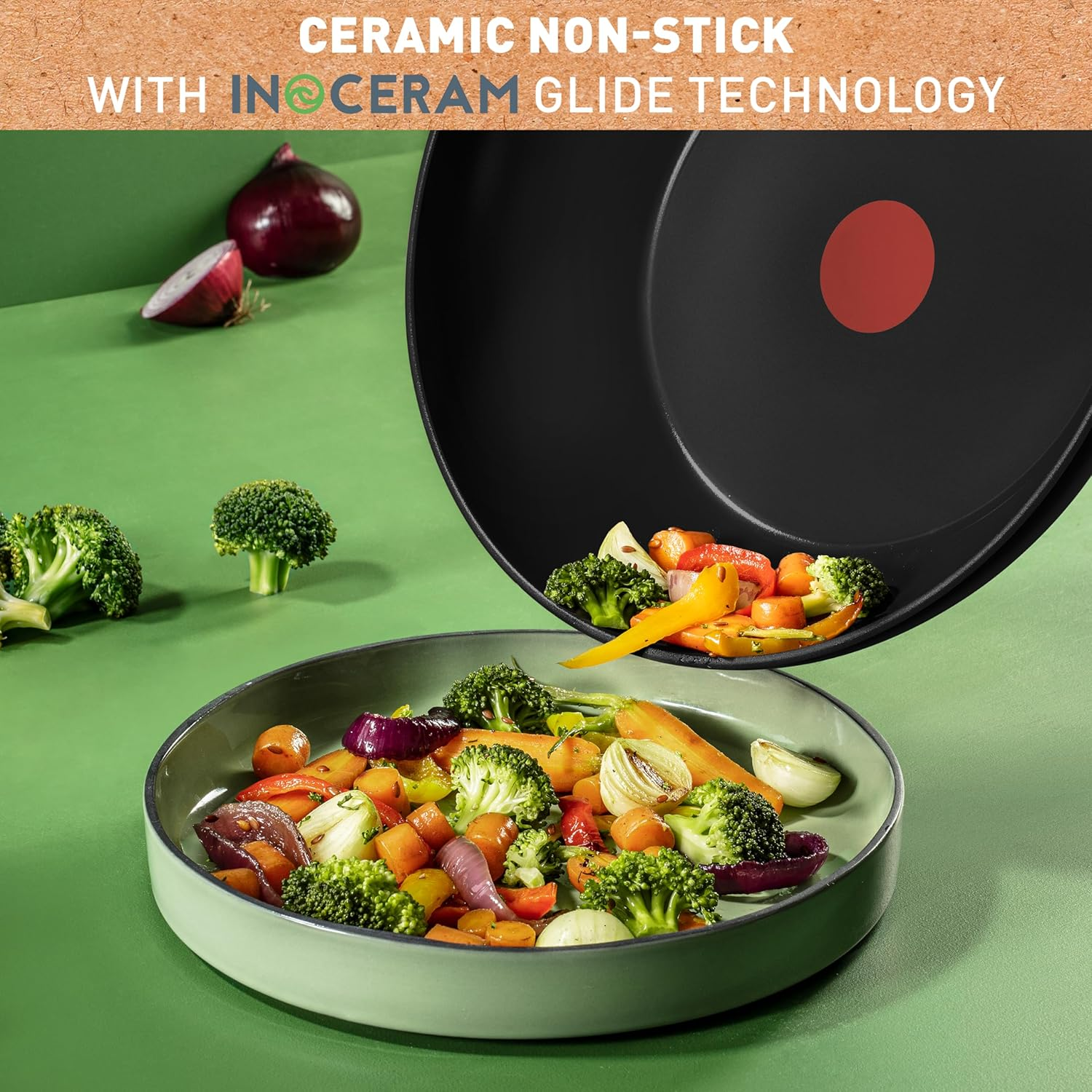 Tefal, Renew Black Induction Ceramic Wok, 28Cm, C4321923, Fixed Handle Aluminium, Inoceram Technology for Non-Stick Ceramic Coating, Thermo Signal Technology, Eco Designed, Suitable for All Cooktops image number 3