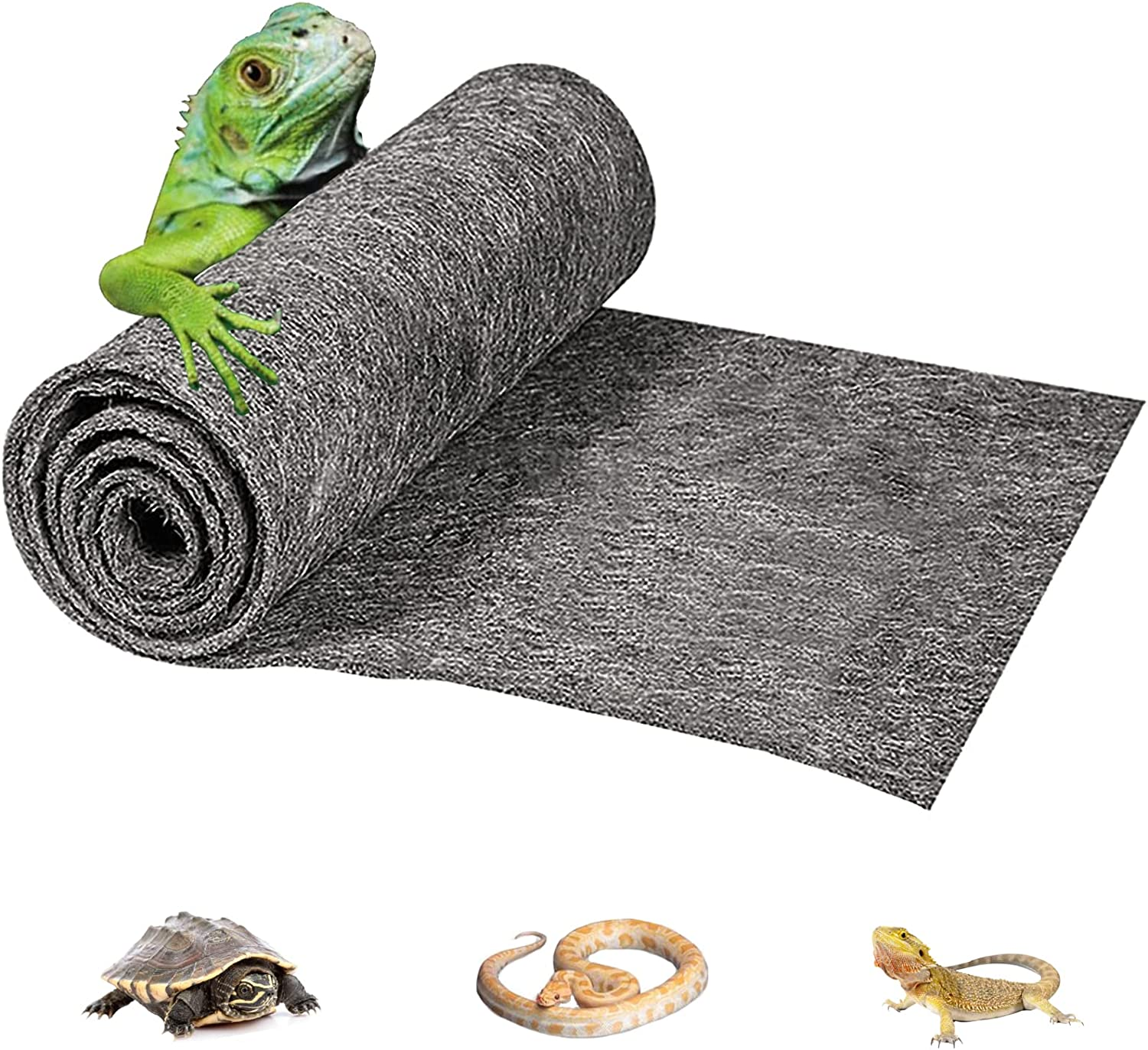 48" X 18" Reptile Carpet, Grey - Terrarium Liner Bedding Reptile Substrate Sand Mat for Cage Lizard Bearded Dragon Gecko Snake Tortoise