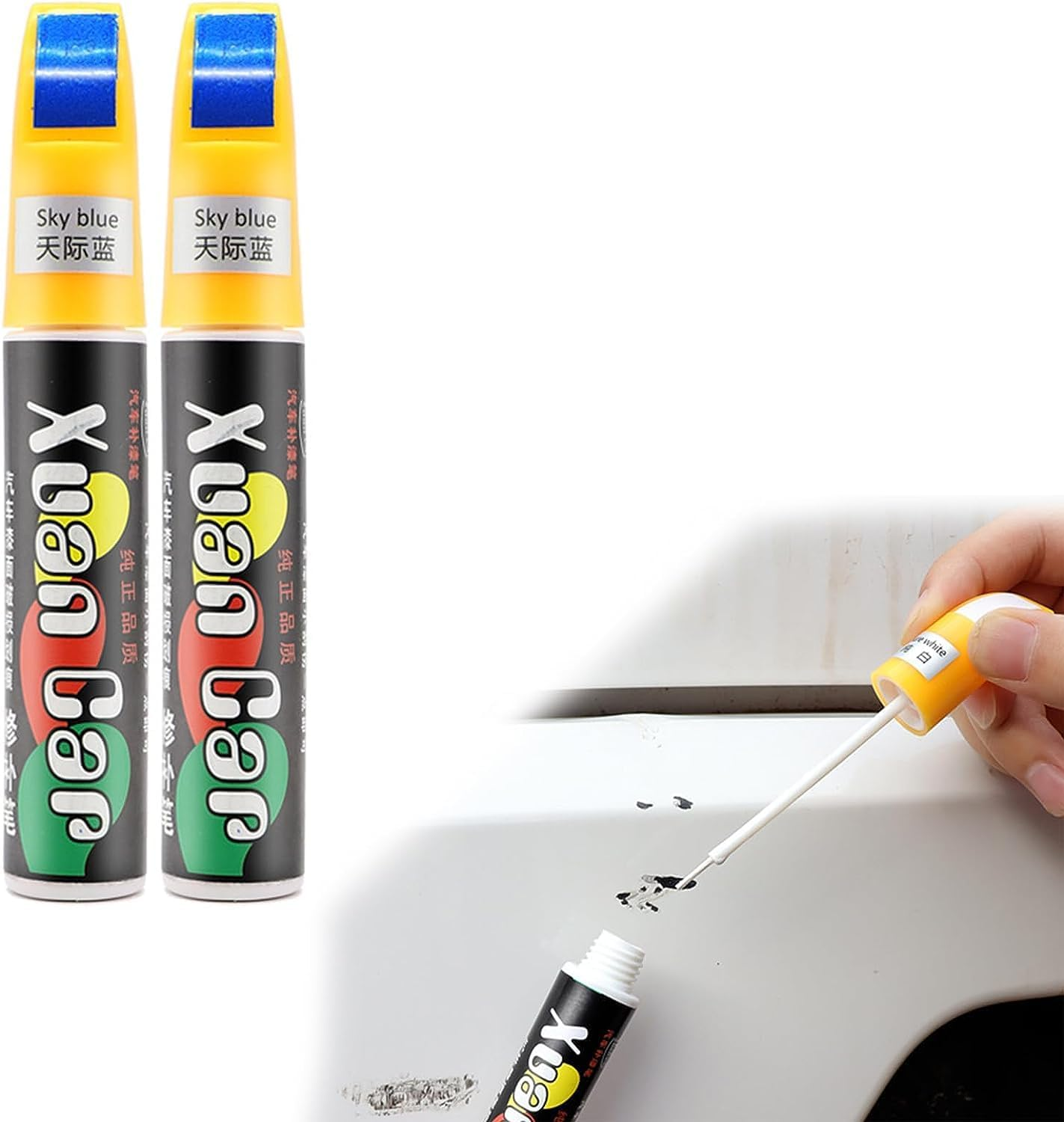 2Pcs Car Scratch Remover Pen, Easy & Quick Waterproof Car Scratch Repair Pen, Car Scratch Touch-Up Paint (Gray)