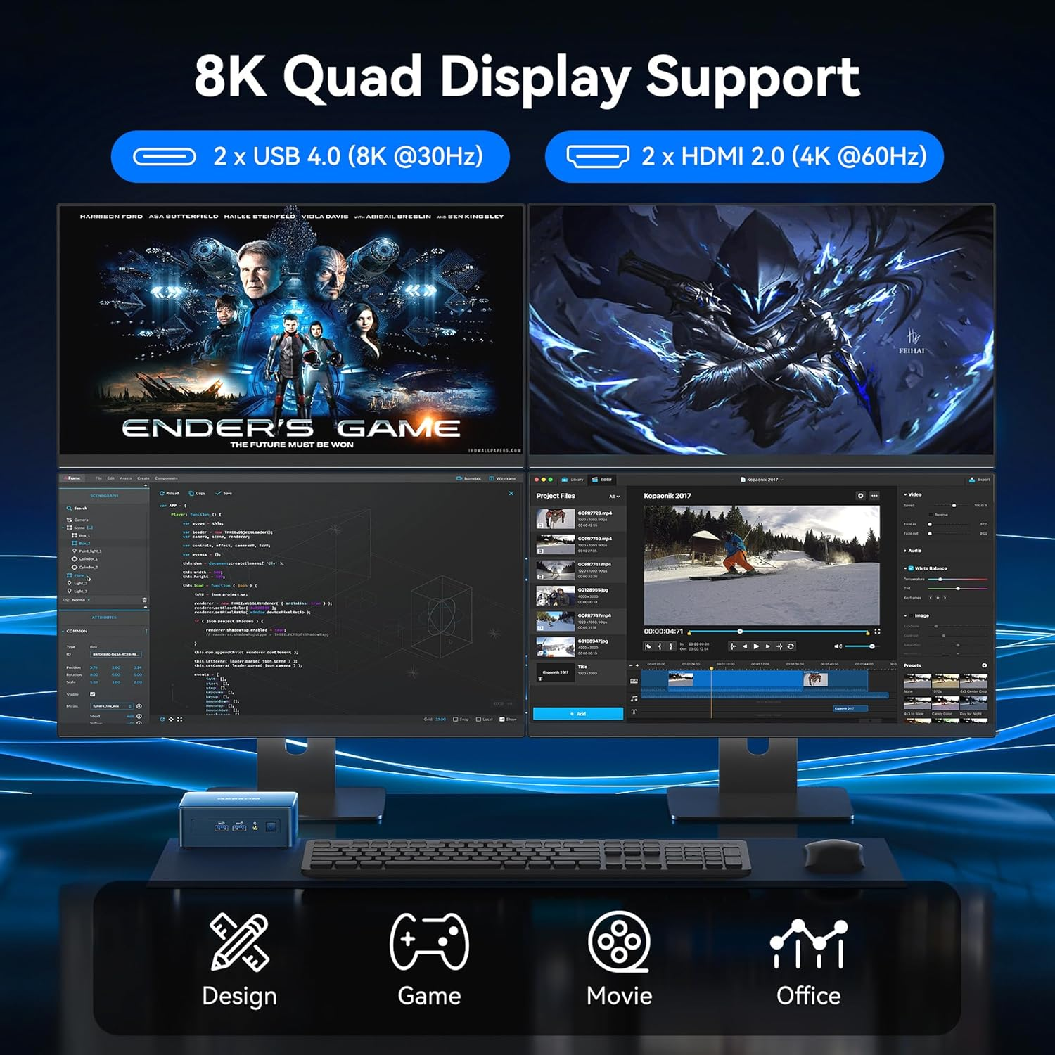 GEEKOM IT12 Mini PC with 12Th Gen Intel I5-12450H NUC 12 Mini Computers, 16GB DDR 512GB Nvme Gen4*4 SSD Windows 11 Pro/Wi-Fi 6E/BT 5.2/USB 4.0/2.5G LAN/8K (3-Year Quality Support) image number 5