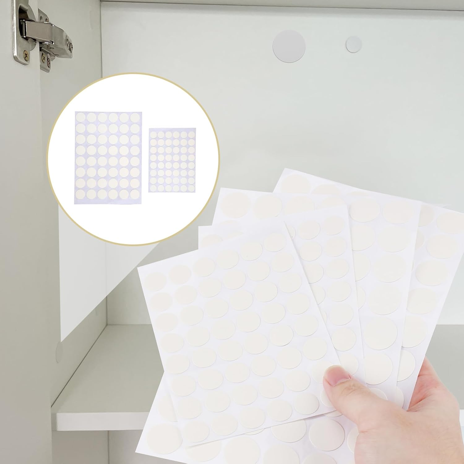 Screw Hole Stickers Self Adhesive 204 Pcs, 15Mm (96 Pcs) & 21Mm (108 Pcs) Screw Covers Caps White, Dustproof, Easy Peel & Stick Hole Concealers for Shelves & Cabinets image number 1