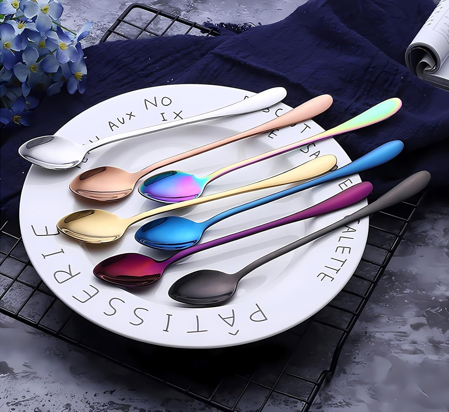 Long-Handled Ice Tea Spoon, Cocktail Stir Spoons, Stainless Steel Coffee Spoons, Ice Cream Scoop Set of 8 image number 1