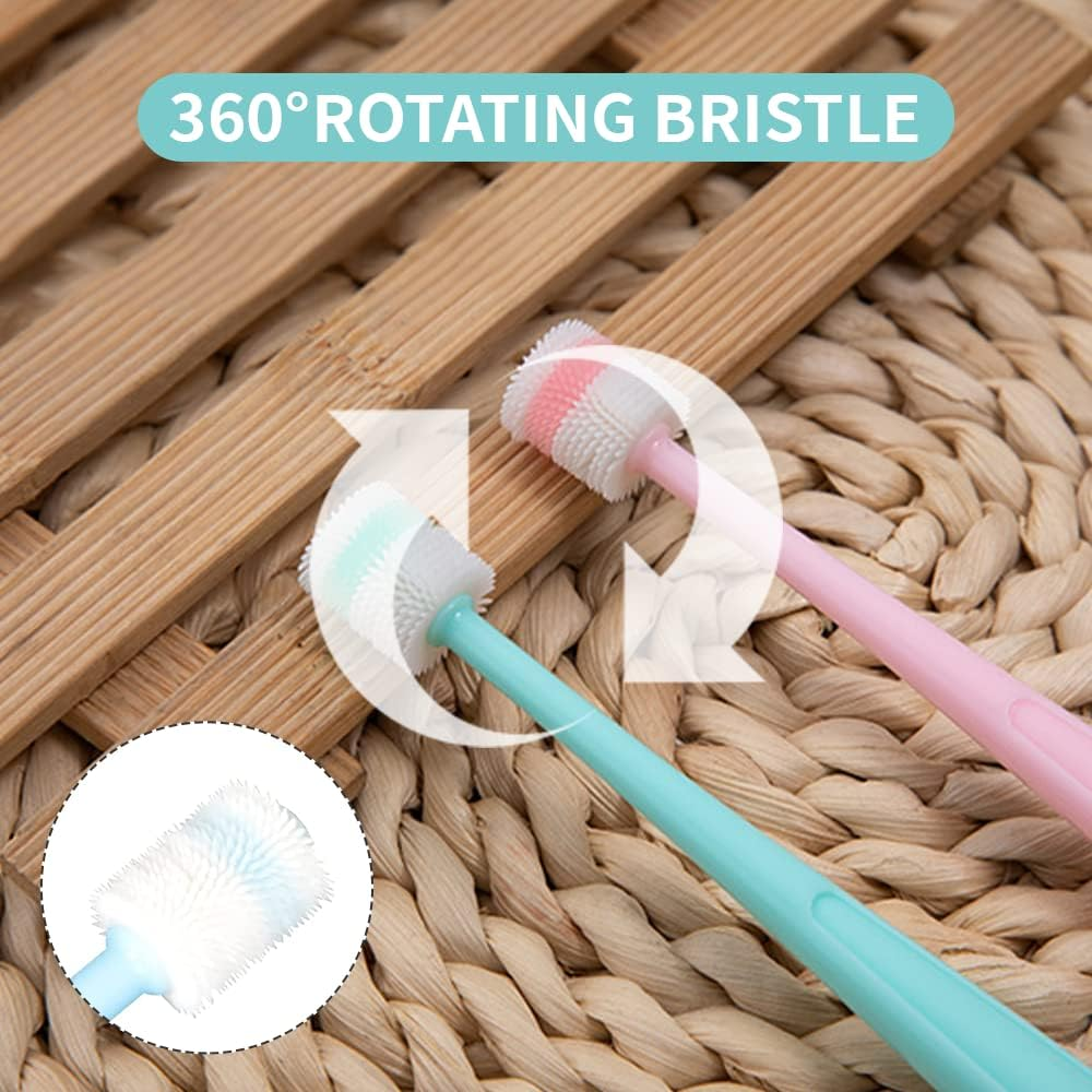 YMPEKA 3Pack Small Dog Toothbrush Cat Tooth Brush Brushing Kit Pet Toothbrush Cat Dental Care,Deep Clean Acne Chin Treatment Suction Cup 360 Degree Silicone Pet Toothbrush, for Cats Dogs