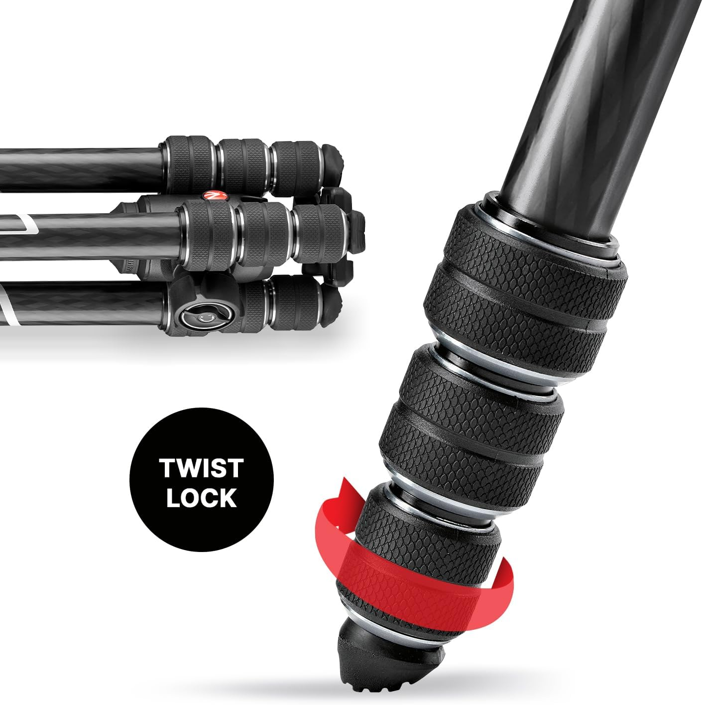 Manfrotto Befree GT XPRO Carbon Tripod - 496 Centre Ball Head - M-Lock System - 90 Degree Column - 200PL-PRO Plate - for Dslrs and CSC with Long Lenses - Macro Photography - MKBFRC4GTXP-BH, Black image number 5