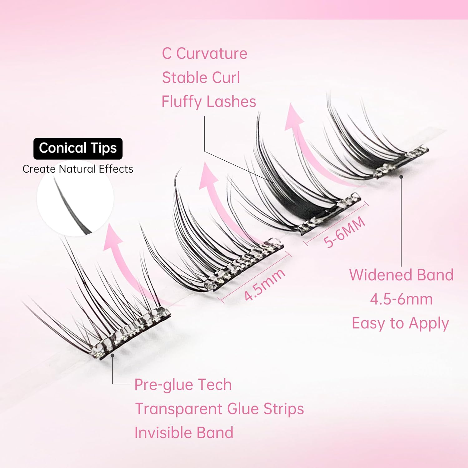 Beauty7 Self-Adhesive Eyelashes Clusters Lash Press on Reusable Self-Adhesive Eyelash Clusters No Glue No Remover 1 Step Lashes Pre Glued Cluster Lashes (Peacock Plume) image number 1