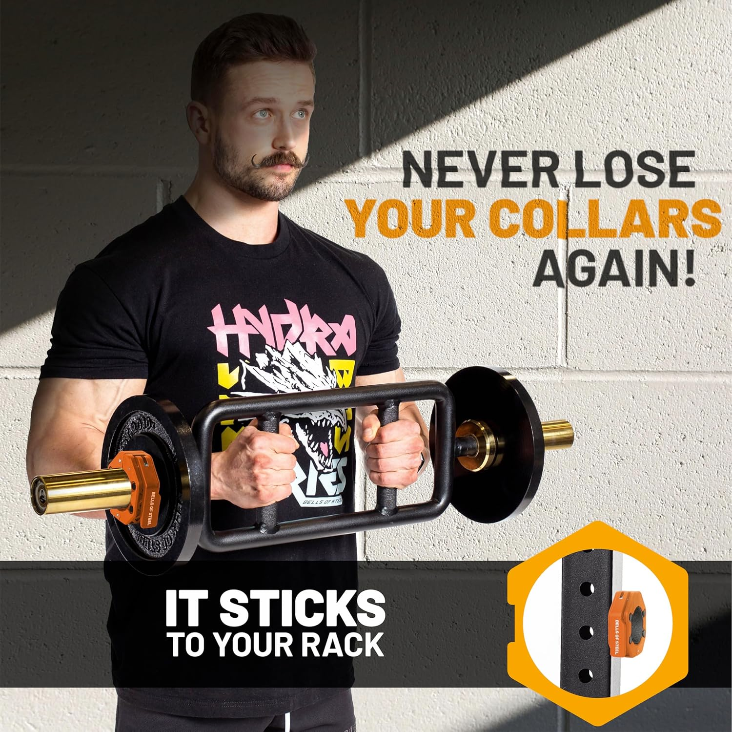 Magnetic Barbell Collars [Bells of Steel] Premium Weight Bar Clamps, Quick Release Barbell Clips, Olympic Barbell Clamps, High Strength Nylon Gym Clips, Pair - Blue V.1 image number 7