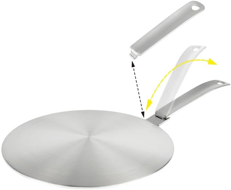 RUNZI 9.45Inch Heat Diffuser Stainless Steel Induction Diffuser Plate for Electric Gas Stove Glass Induction Cooktop Heat Diffuser with Removable Handle 24CM image number 6