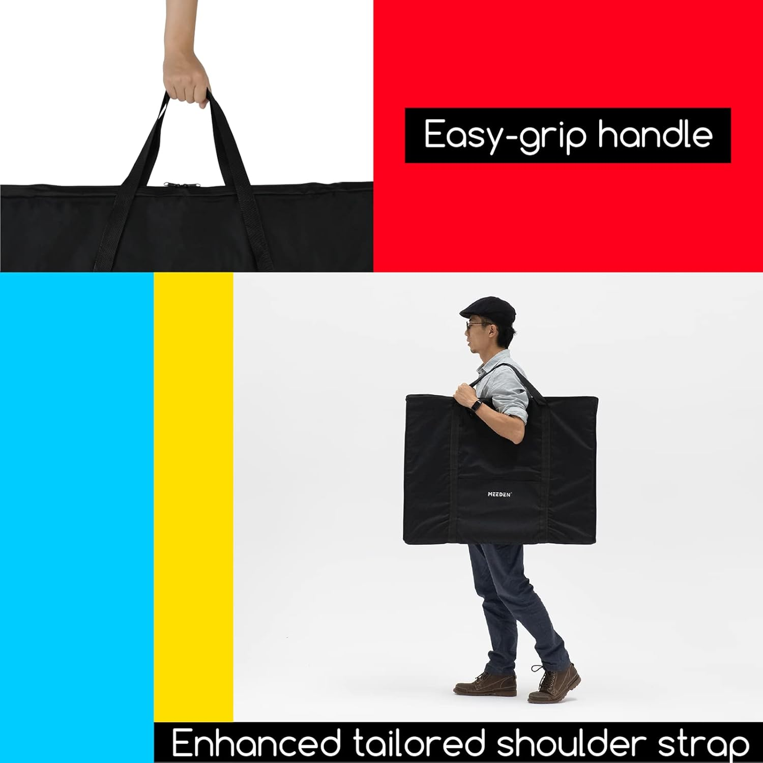 MEEDEN Art Portfolio Case 23" X 31", Artist Portfolio Carry Shoulder Bag Case Drawing Board Tote Bag, Waterproof 600D Oxford Cloth Large Art Storage Bags for Artworks, Folding Easel, Canvas, Poster image number 6