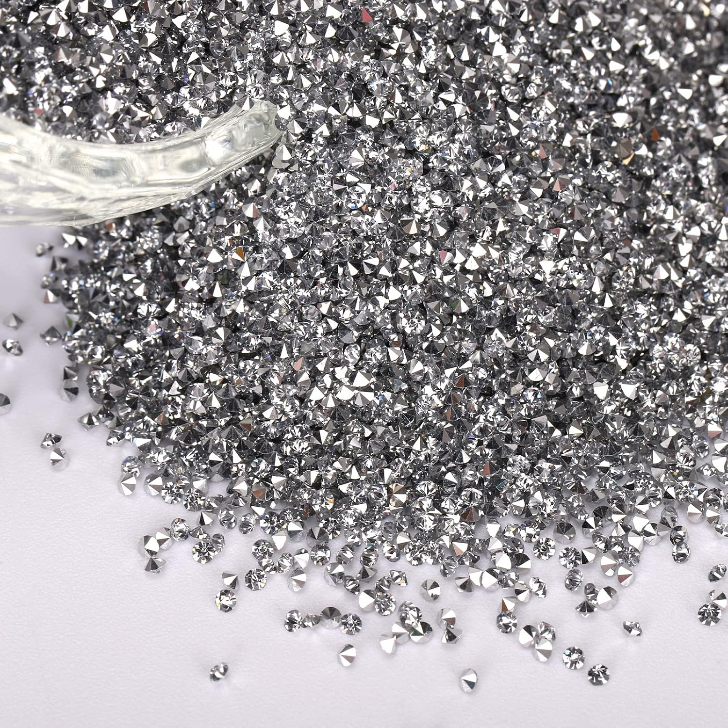 8000Pcs 1.2Mm Glass Silver Nail Art Rhinestones-Pixie Dust Nail Crystals Small Gems Stones-Micro Nail Glitter Beads Tiny Jewels Jewelry-Mini Rhinestone Little Diamonds for Acrylic Nails Charms Crafts