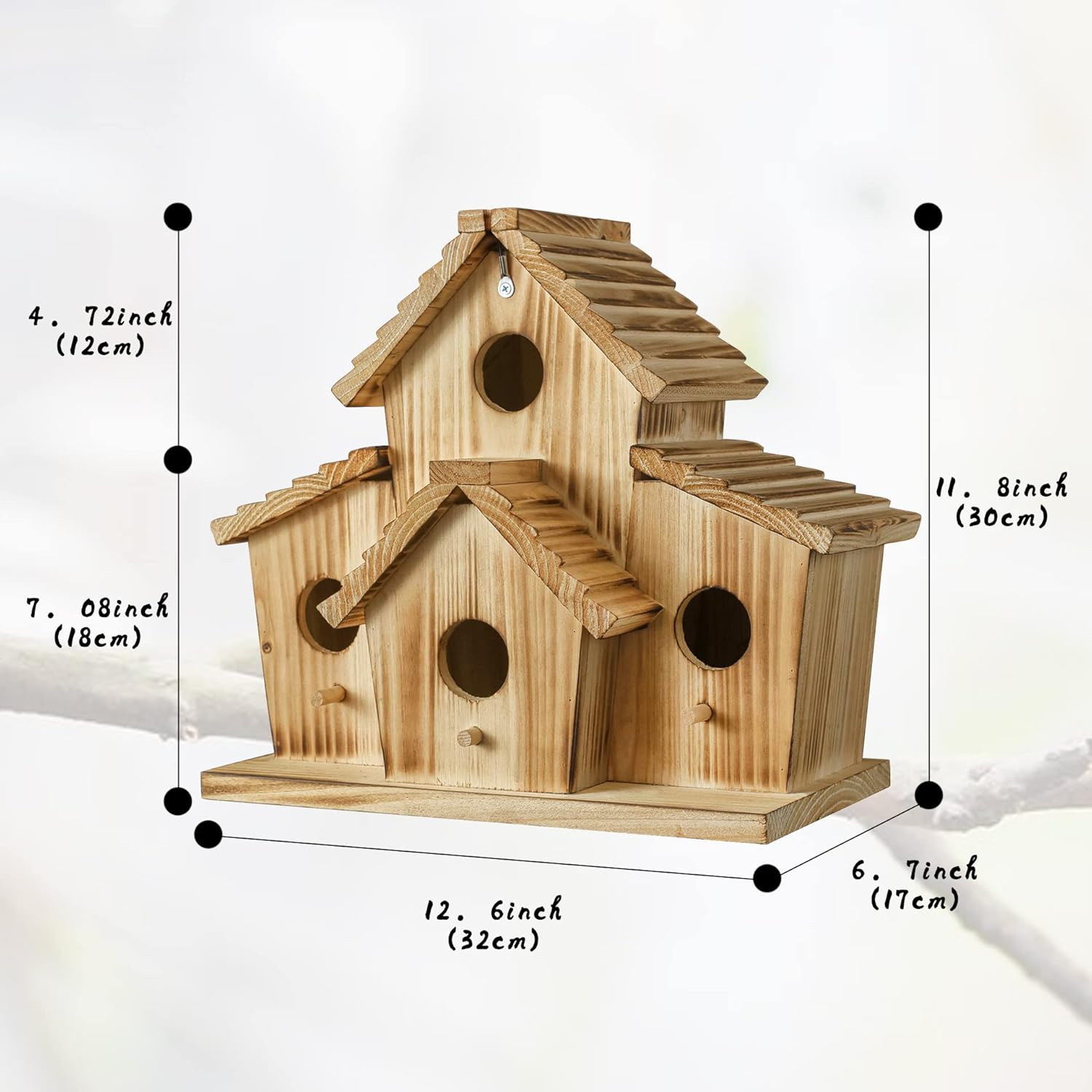 Birdhouse - Outdoor Bird House for Garden - Large Birdhouse Design for up to 4 Bird Families - Durable Hanging Birdhouses for Backyard, Patio, and Garden Decor image number 2