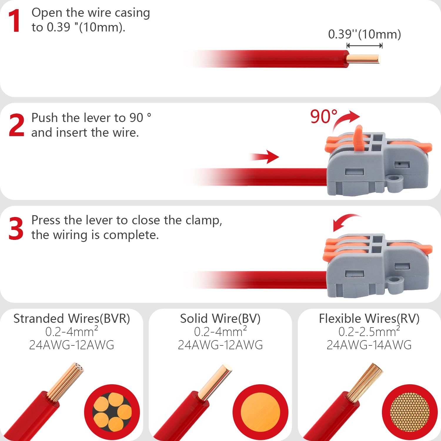 XALXMAW 18Pcs Lever Wire Connectors, 1 in 3 Out DIY Mini Splice Compact Quick Electrical Connector, 24-12 AWG image number 5