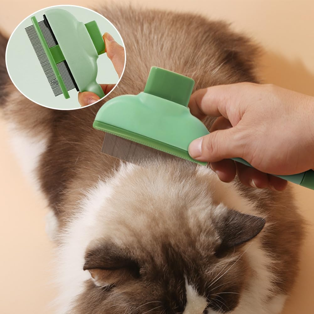 4-Piece Set Cat Comb, Fur Flash Brush Cat, Flea Comb for Dogs and Cats, Grooming Comb Set with Claw Scissors, Gentle Hair Removal and Flea Removal for Long Hair and Short Hair image number 4