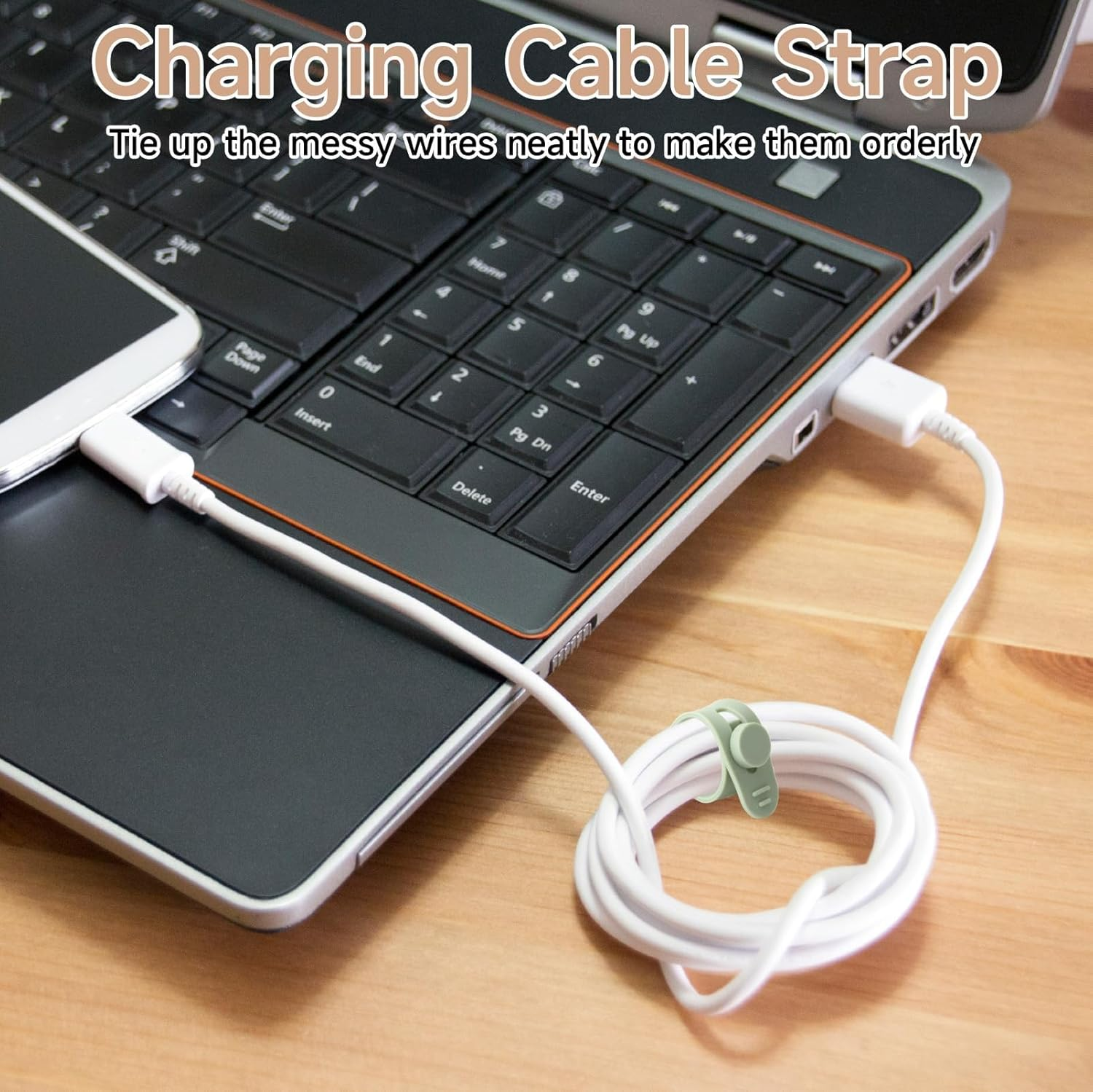 10 Pack Silicone Cable Ties Cord Organizer Strap, Colorful Reusable Wire Wrap Management with Lock Buckle, Elastic Cord Organizer Strap with Wire Clips Labels for Neat Cable Management (7 Color) image number 5