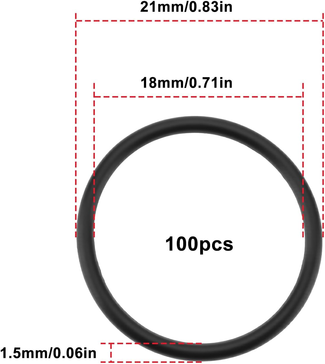 Create Idea 100PCS Nitrile Rubber O-Rings 21X18X1.5Mm Sealing Ring Suitable for Filters Water Pipes and Pumps