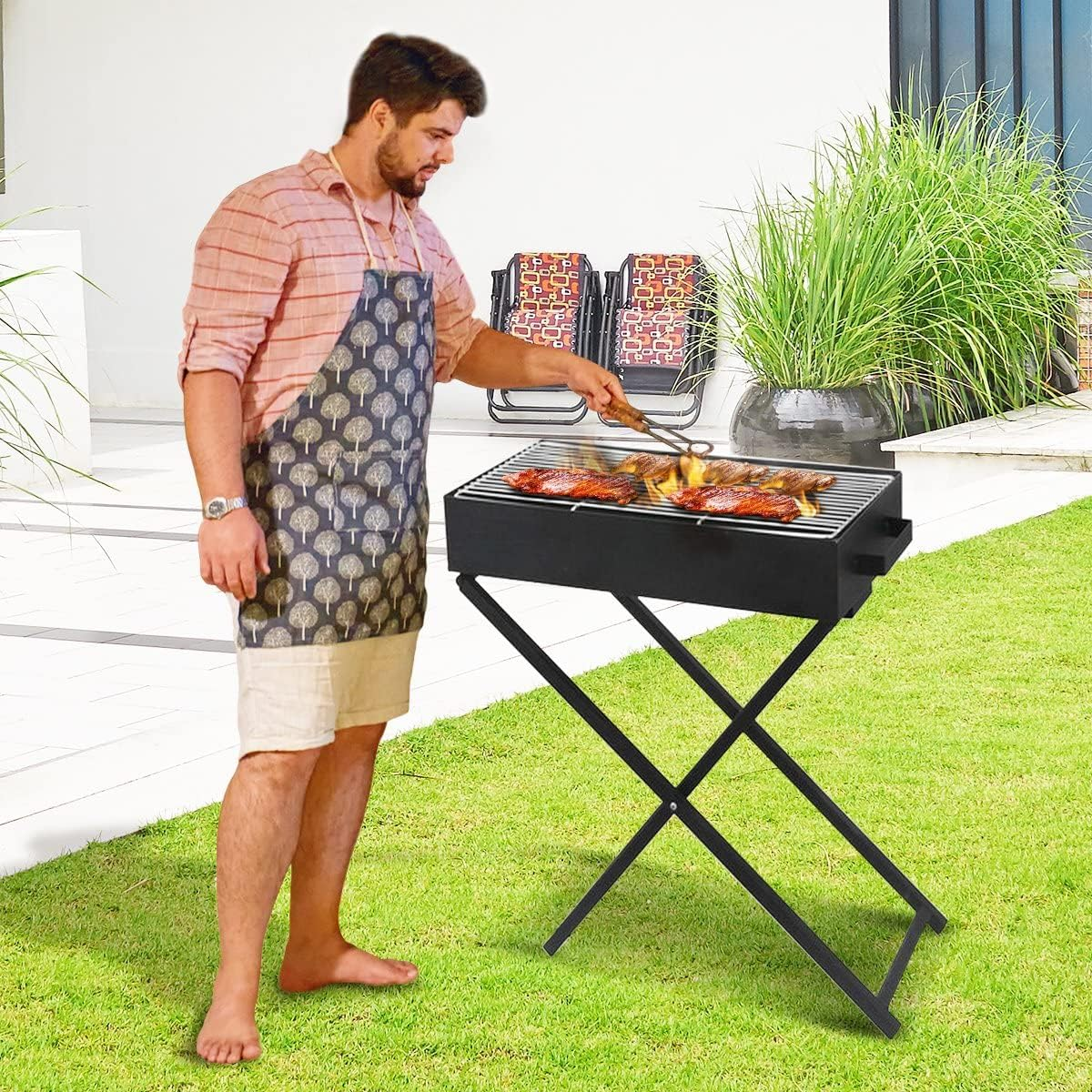 Wallaroo Charcoal BBQ Grill for Camping & Hiking Suitable for Outdoor Garden & Patio Use - Foldable Legs Height-Adjustable up to 72Cm image number 6
