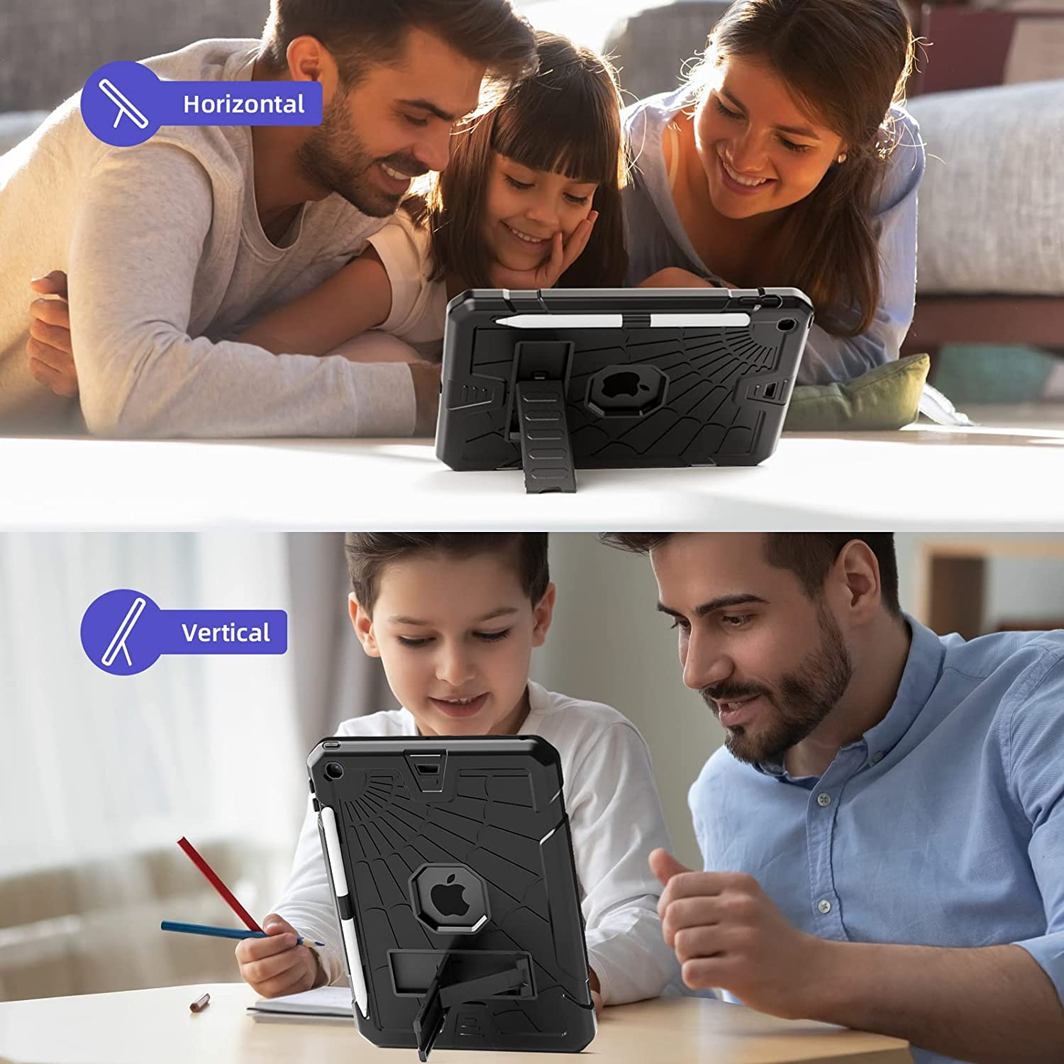 Herize Ipad 6Th Generation Cases Cover for Kids | Ipad 5Th Generation Case 9.7 Inch W/Pencil Holder Ipad 9.7 Case W/Stand for Boys Girls | Heavy Duty Rugged Ipad Case 6Th/5Th 2018/2017 image number 2