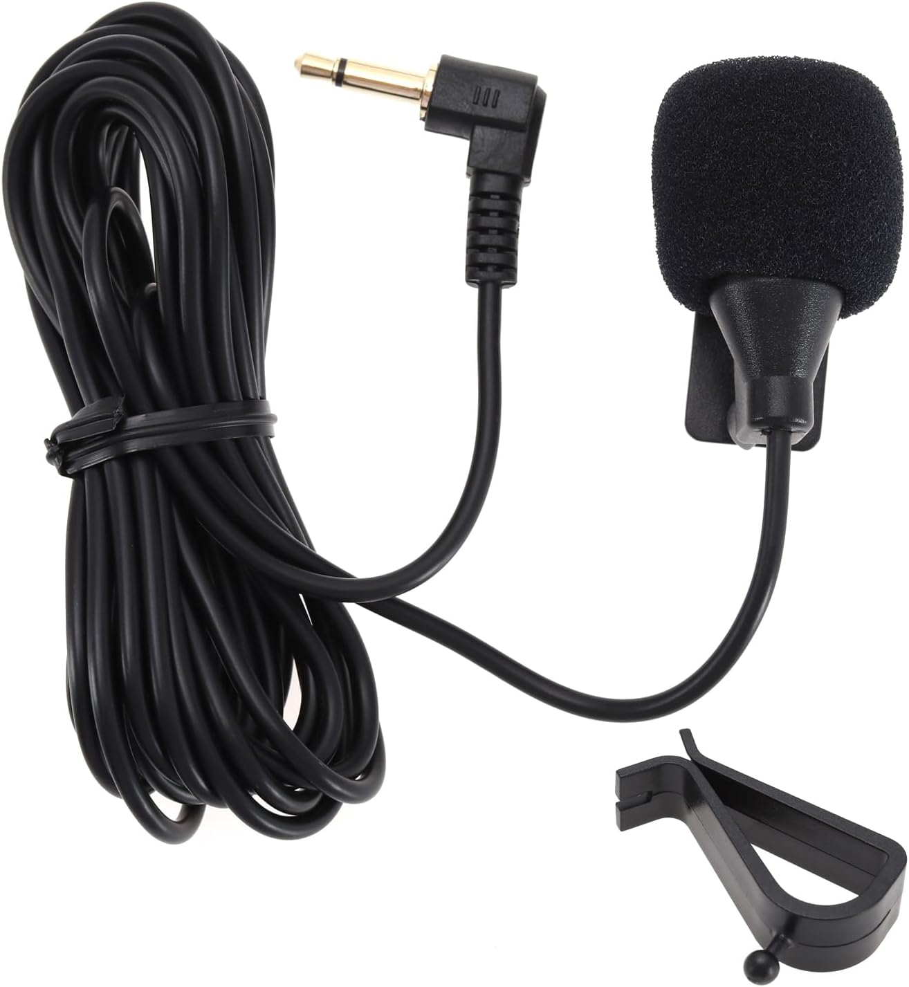 Ecsing 1X Clip Microphone GPS Stereo Radio Wired Car Microphone Buckle Paste Type with Microphone Sponge Black 60Hz-15Khz, 3.5Mm image number 6