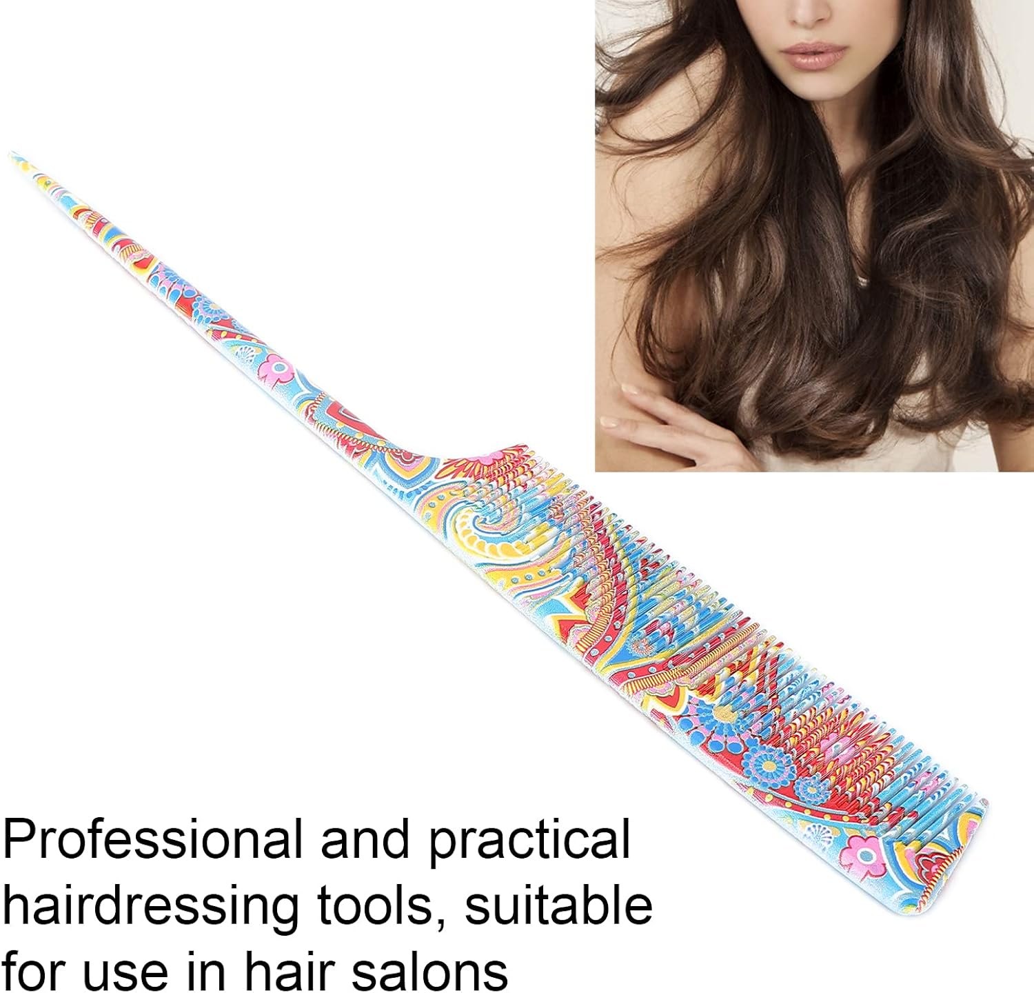 Ejoyous 8.9 Inch ABS Rat Tail Comb, Durable anti Static Hair & Scalp Safe, Professional Styling/Sectioning/Backcombing/Coloring Salon & Home Use, Smooth Shiny Hair (Waist Flower Pointed Tail Comb) image number 4