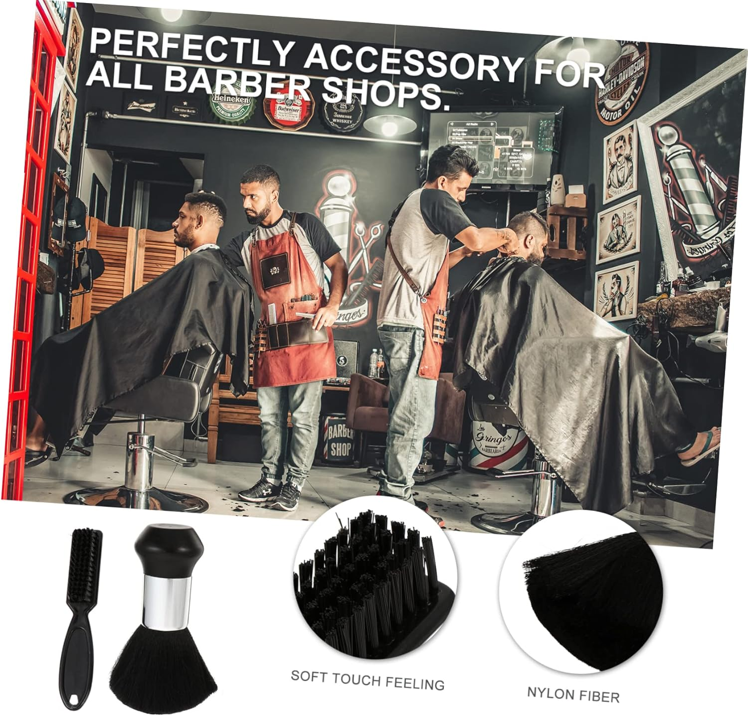 FRCOLOR 4Pcs Salon Neck Duster Brush Professional Hair Cleaning Brush for Barbershop Soft Material Multi-Functional Hairdressing Tool for Dust Removal and Styling image number 1