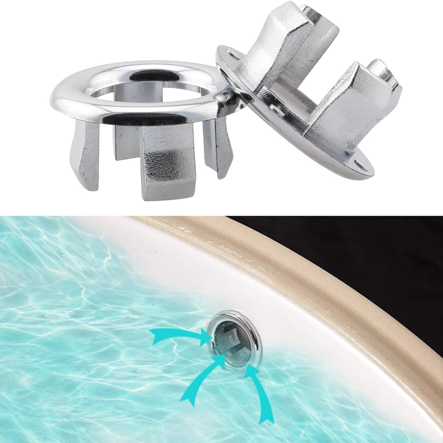 12PCS Sink Overflow Ring Sink Hole round Overflow Trim Cover Drain Cap Fit for 22-24Mm Overflow Hole Diameter Kitchen Bathroom Sink Accessories image number 6