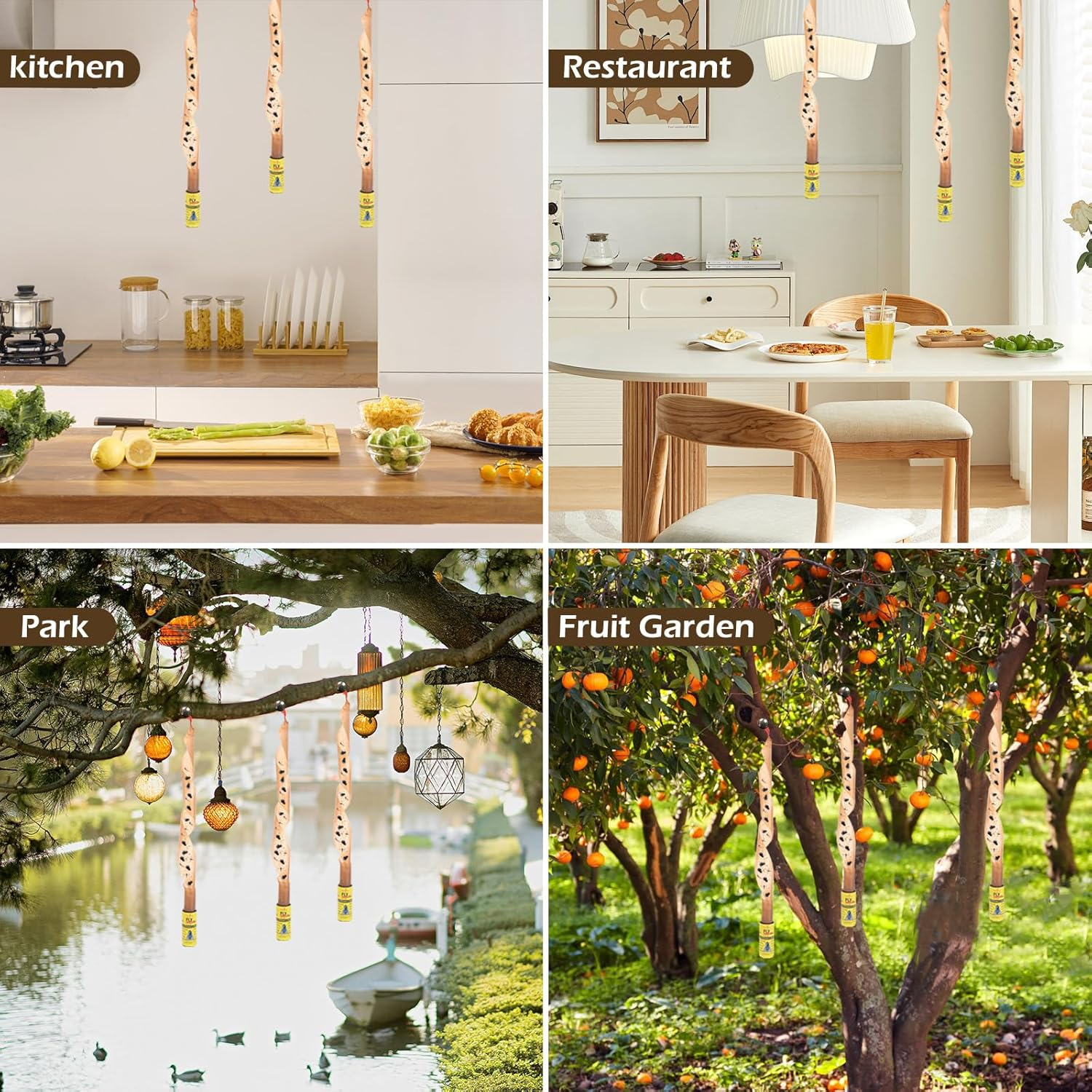 Bighan 24 Pcs Fly Paper Strips, Rolls Fly Paper Fly Ribbon Sticky Traps Hanging Insect Mosquito Traps Fly Catcher