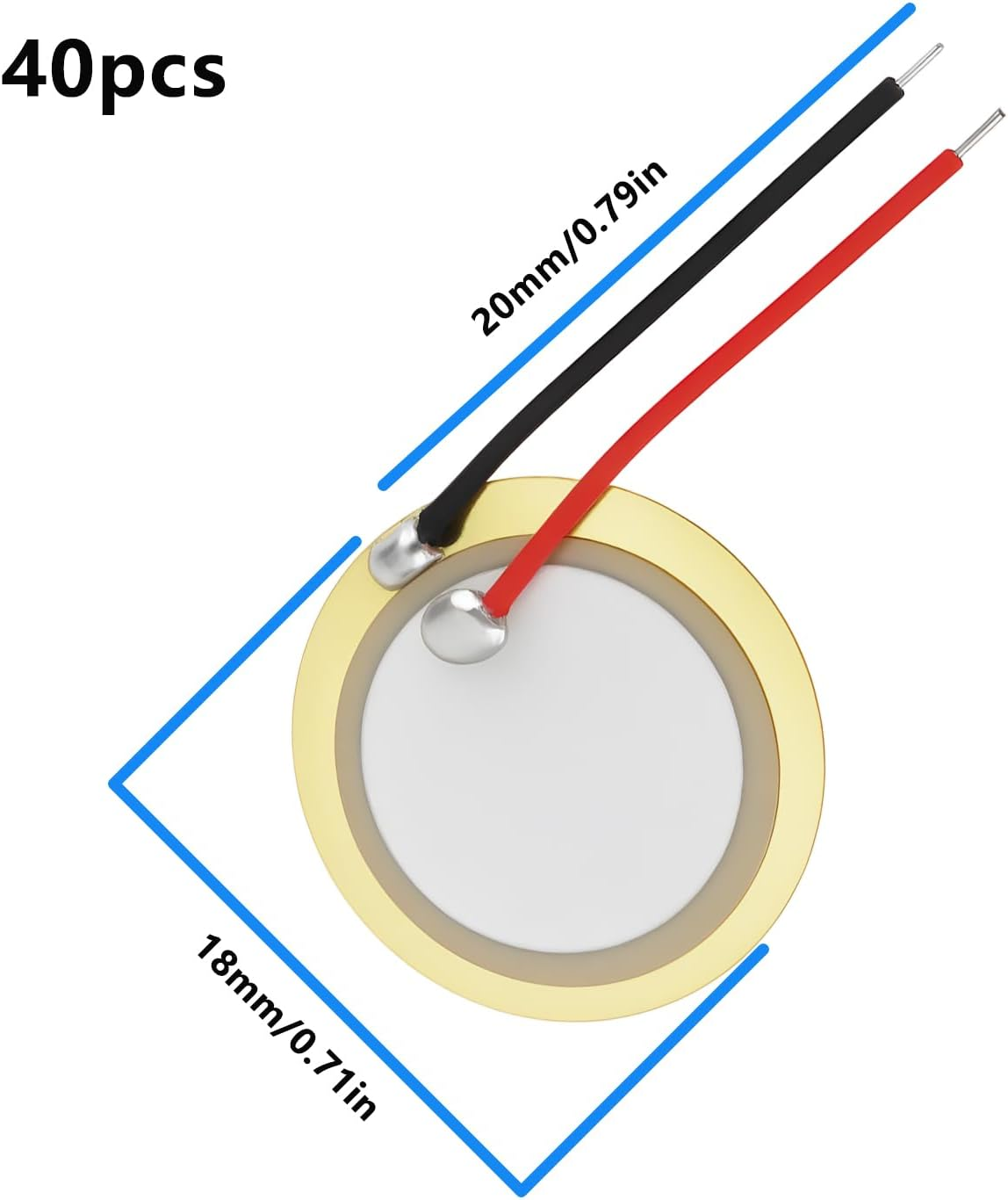 Emagtech 40Pcs Buzzer 18Mm Copper Plate Speaker for Electronic Warning System image number 5