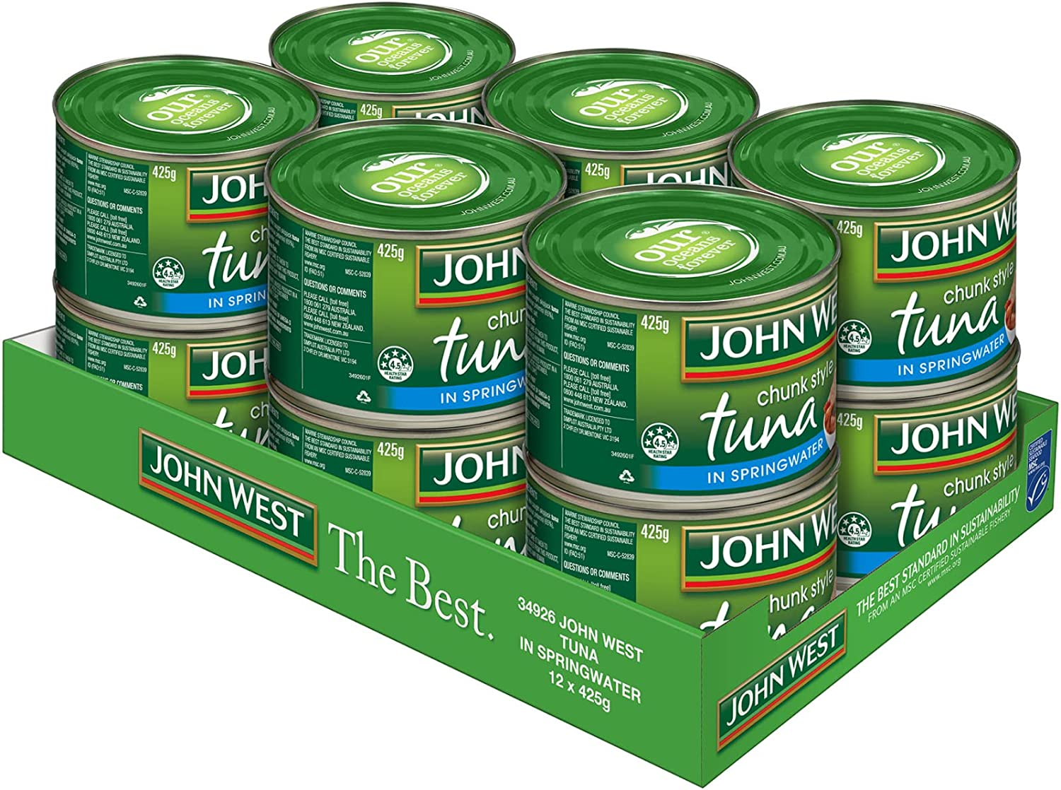 John West Tuna in Springwater 425 G, 12 Pack, Multicolor image number 4