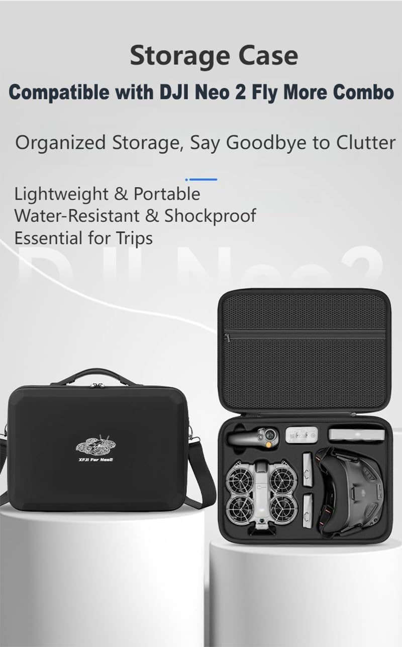 Cochanvie Carrying Case Compatible with DJI Neo 2 Motion Fly More Combo, Portable Travel Storage Shoulder Bag for Goggles N3, RC Motion 3 and Neo 2 Accessories image number 5