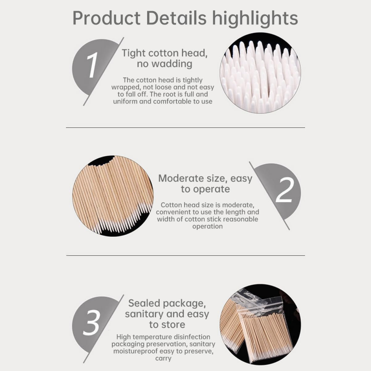 Cotton Swab Sticks Pointed Tip Cotton Tipped Precision Cosmetic Applicator 400PCS Cotton Swab Sticks image number 1