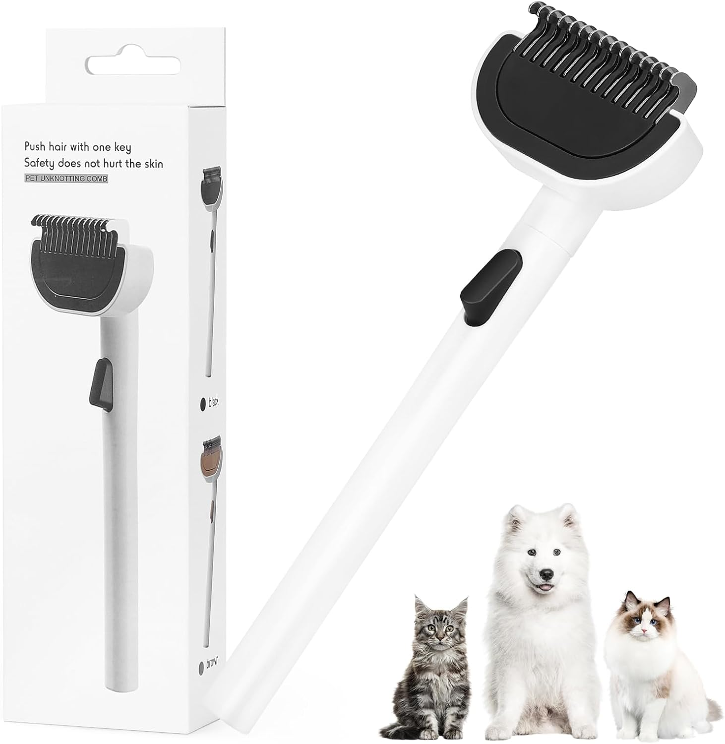 Euqvunn Dematting Comb - Dog Brush Undercoat with One-Click Hair Removal, Undercoat Brush Cat for Dogs, Removes Undercoat, Loose Hair & Tangles image number 6