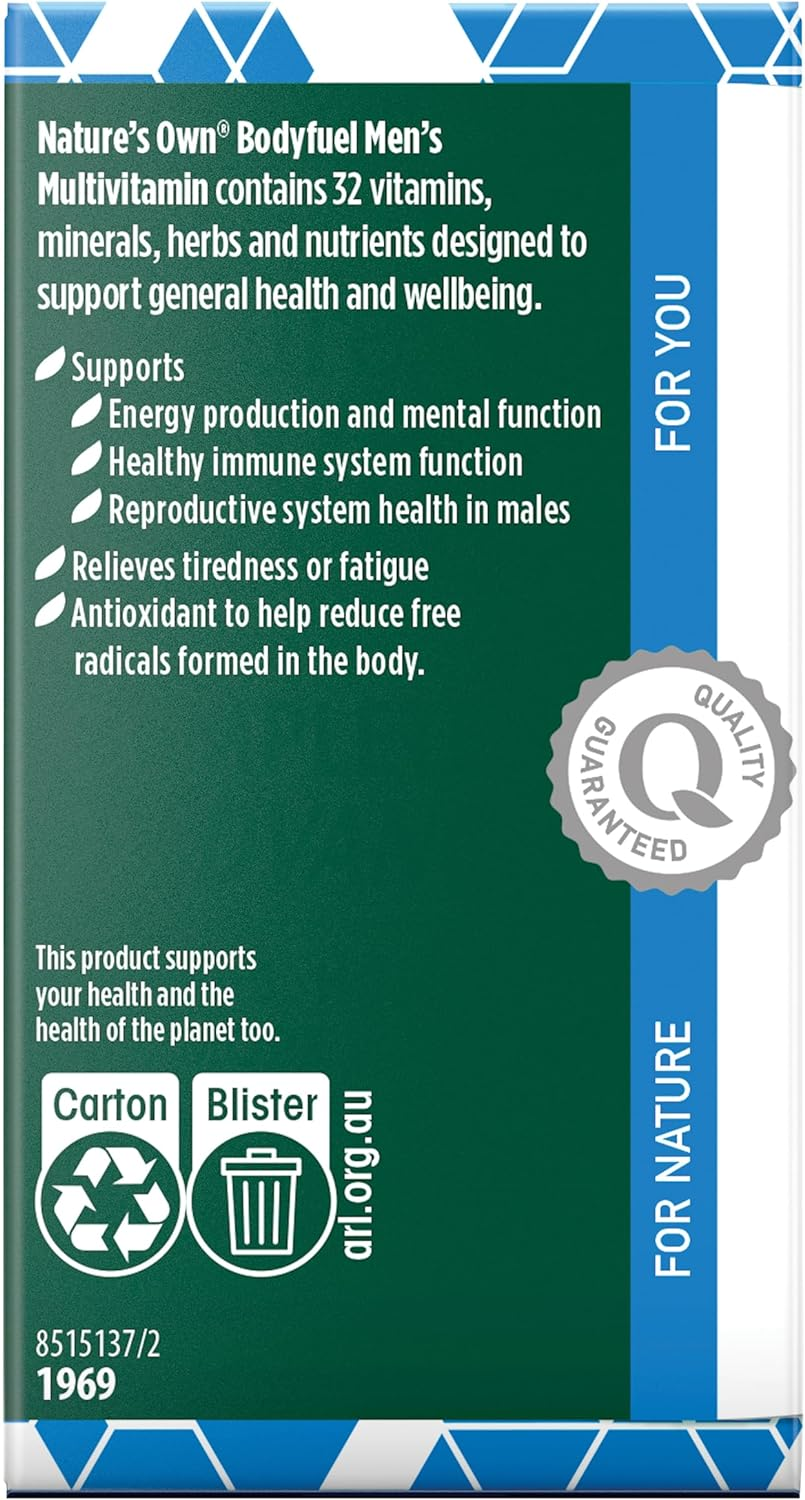 Nature'S Own Bodyfuel Men'S Multivitamin Tablets 60 - Supports Energy Production, Healthy Immune System Function & Male Reproductive System Health image number 5