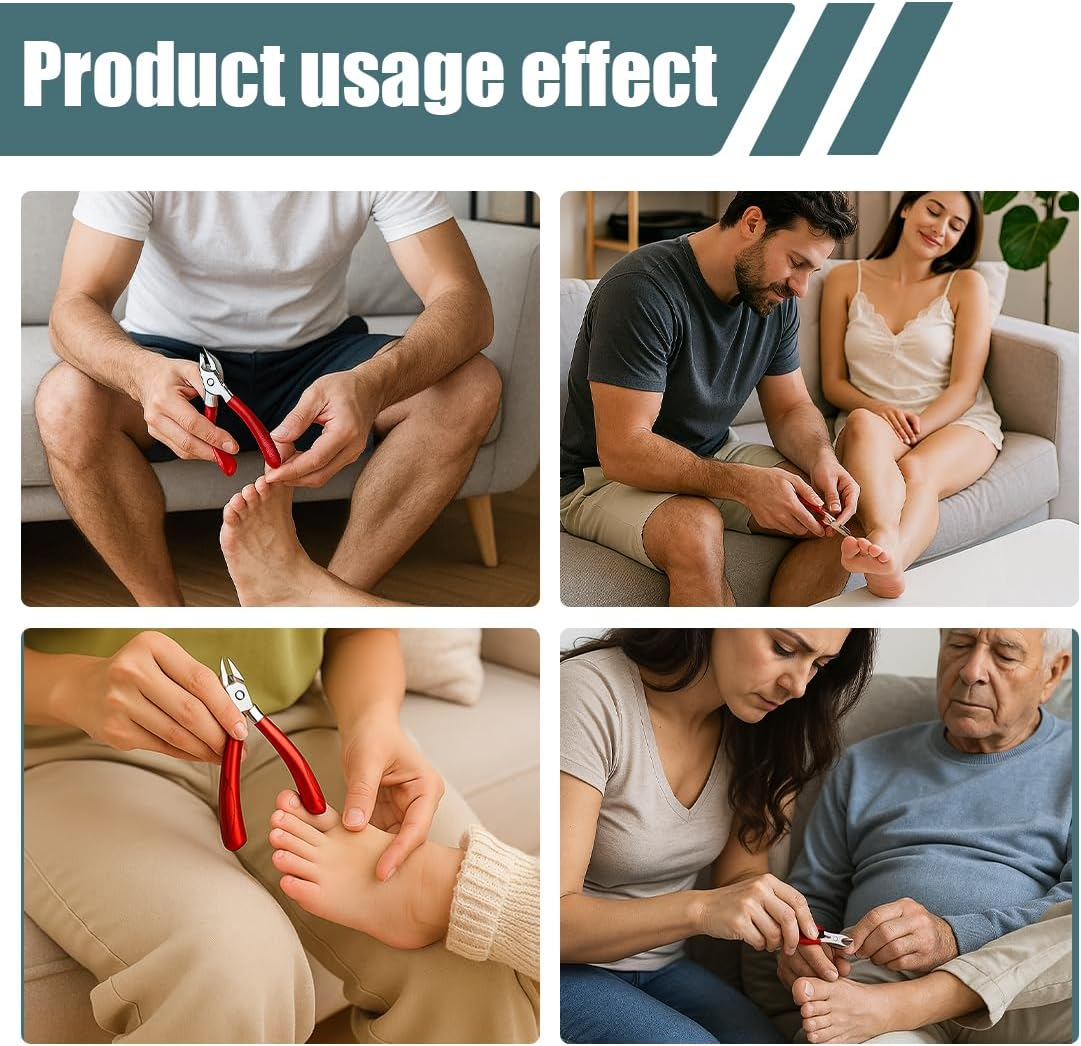 GXGM Professional Toenail Pliers Set, Stainless Steel Toenail Nail Scissors Set Toenails Pedicure Set with Nail Clippers for Thick Ingrown Hard Toenails Paronychia Onychomycosis (Red) image number 5