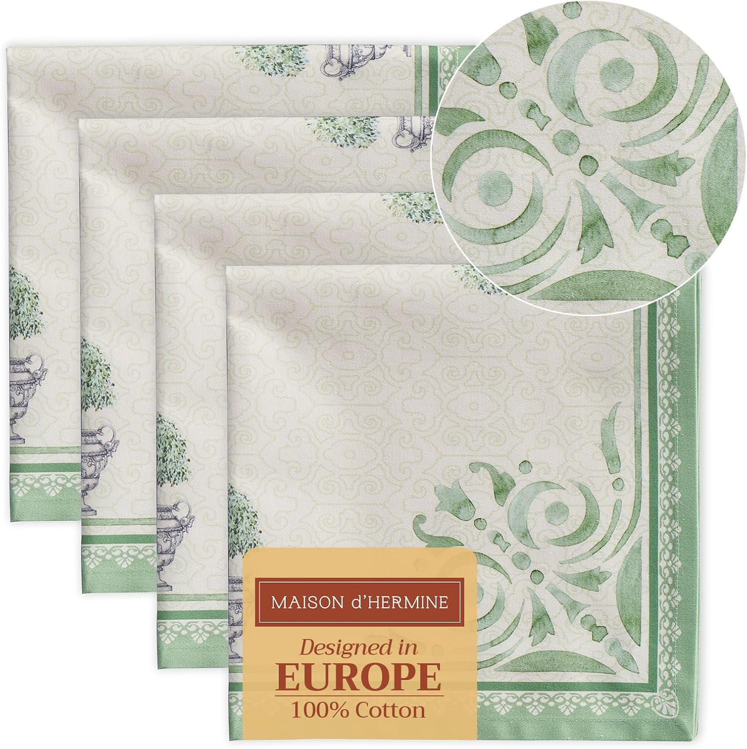Maison D' Hermine Cloth Napkins Set of 4 100% Cotton Everyday Reusable Square Napkins Cloth Washable, Dinner, Party, Wedding, Restaurant, Spring/Summer (Jardin Du Roy, 20" X 20") image number 2