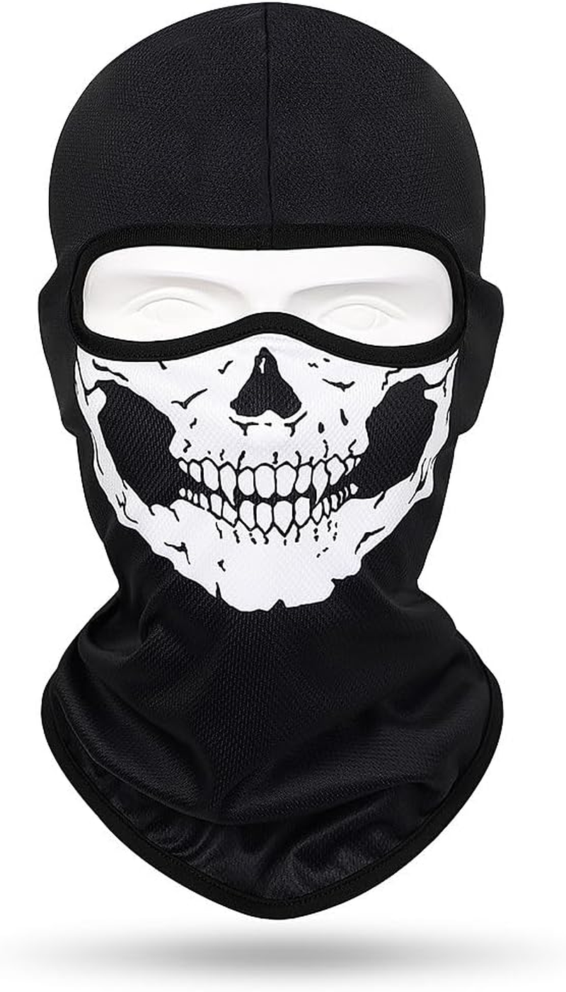 Geli Black Ghosts Skull Full Face Mask,Windproof Ski Mask for Cosplay Party Halloween and Motorcycle Bike Cycling Outdoor image number 2