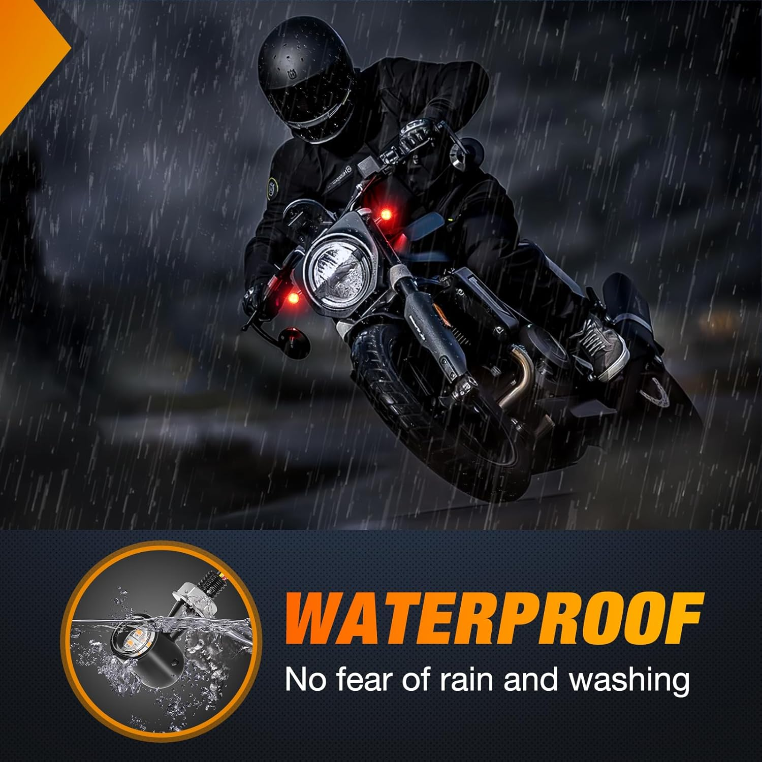 Nilight Motorcycle Rear LED Turn Signals Brake Tail Light Red Yellow Beam Mini Size Blinkers Compatible with Harley Honda Kawasaki Suzuki Triumph Yamaha Cruiser image number 6