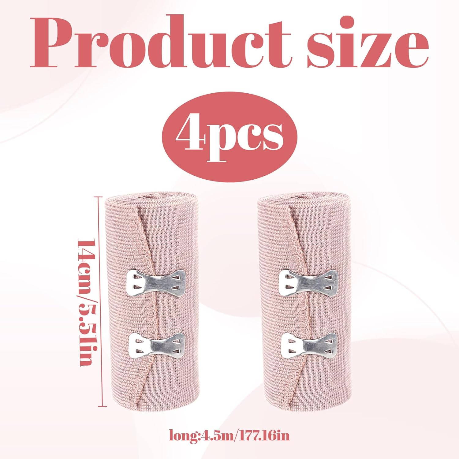 Bandages, 4Pcs Compression Bandage, Sports Bandage, Elastic Bandage Wrap, Compression Elastic Bandages, Durable Sport Support Bandag Es for Foot, Ankle, Wrist, Legs, Arm (4Inch X 15Ft)