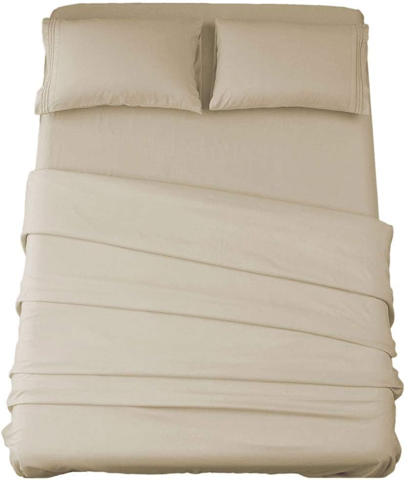 SONORO Kate Bed Sheet Set Super Soft Microfiber 1800 Thread Count Luxury Egyptian Sheets 16-Inch Deep Pocket，Wrinkle and Hypoallergenic-4 Piece (Spa Blue, Queen)