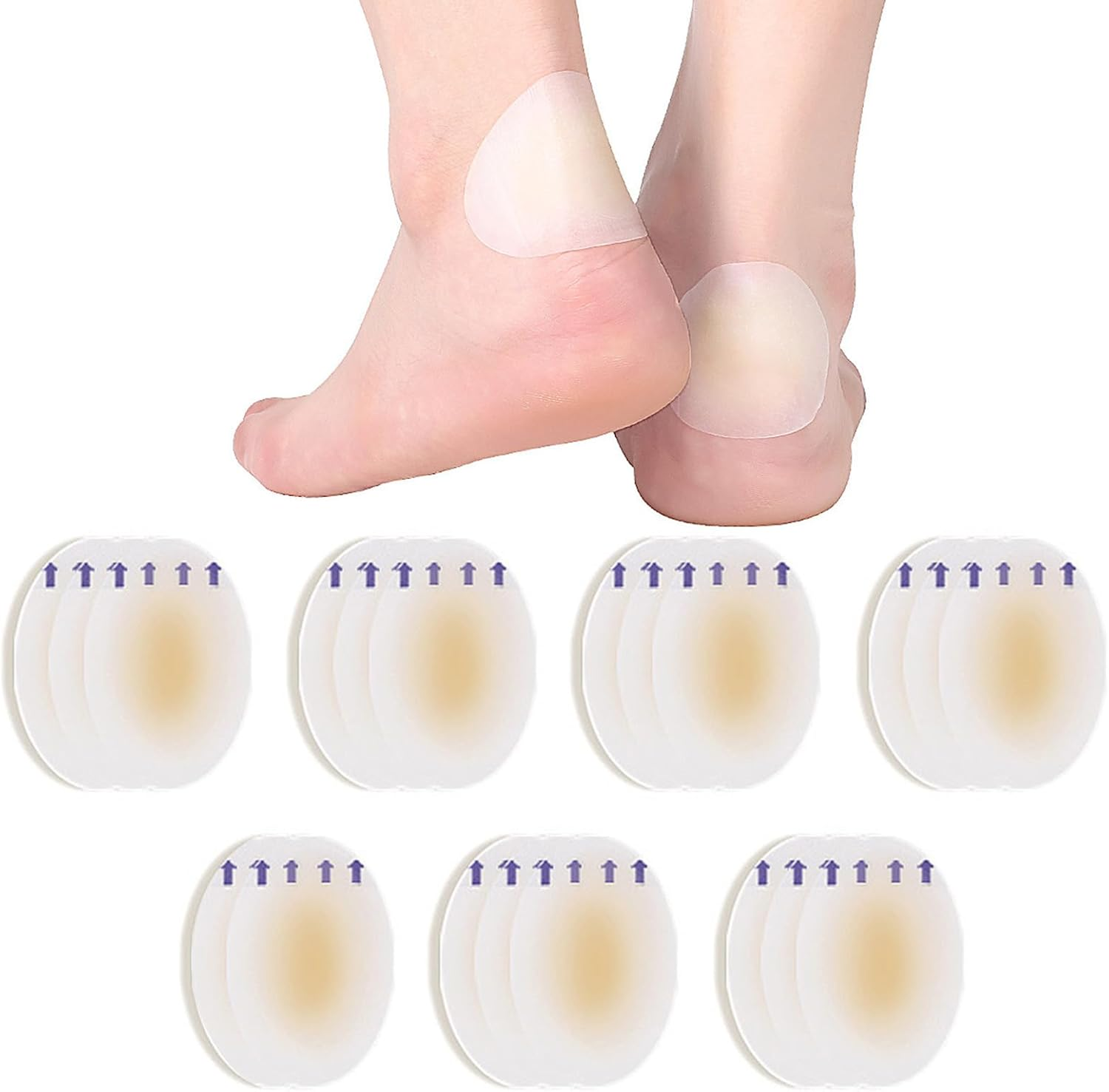 20 Pieces Blister Plasters for Feet, Water Resistant Gel Blister Prevention Bandages, Heel Blister Patch with Invisible Hydrocolloid, Blister Cushion Pads for Foot, Toes image number 3