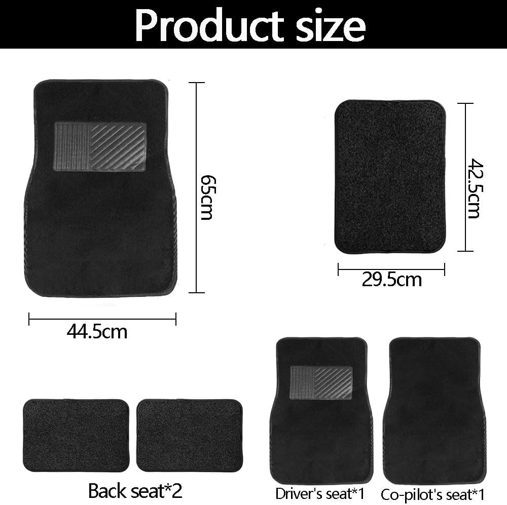 HYAVIA Set of 4 Velvet Car Floor Mats &ndash; Universal Fit, Non-Slip All-Weather Carpet Mats with Reinforced Heel Pad, Heavy-Duty Vehicle Floor Protectors, Black image number 3