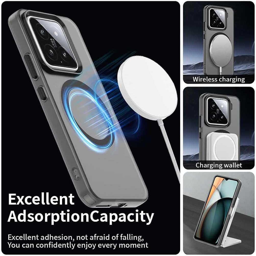 SEAHAI Case for Xiaomi 15 5G with Magnetic Adsorption Function, Ultra Thin Matte Translucent Hard PC Silicone TPU Bumper Protective Case Shockproof Mobile Phone Case, Black - Black image number 5