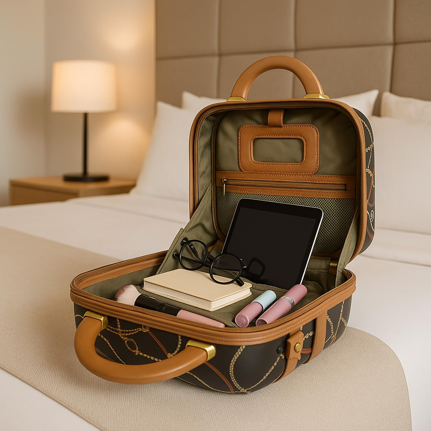 Chariot Regal Vintage Style 2-Piece Hardside Carry-On Retro Train Case Spinner Luggage Set - Ivory image number 3